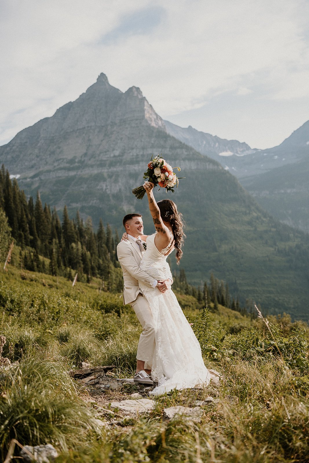 DIY bridal bouquet Glacier elopement