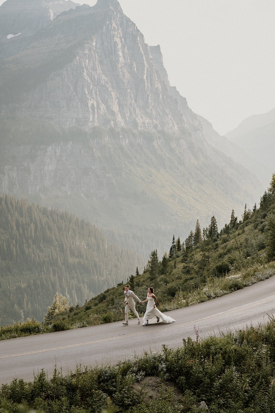 Glacier elopement sunset portrait