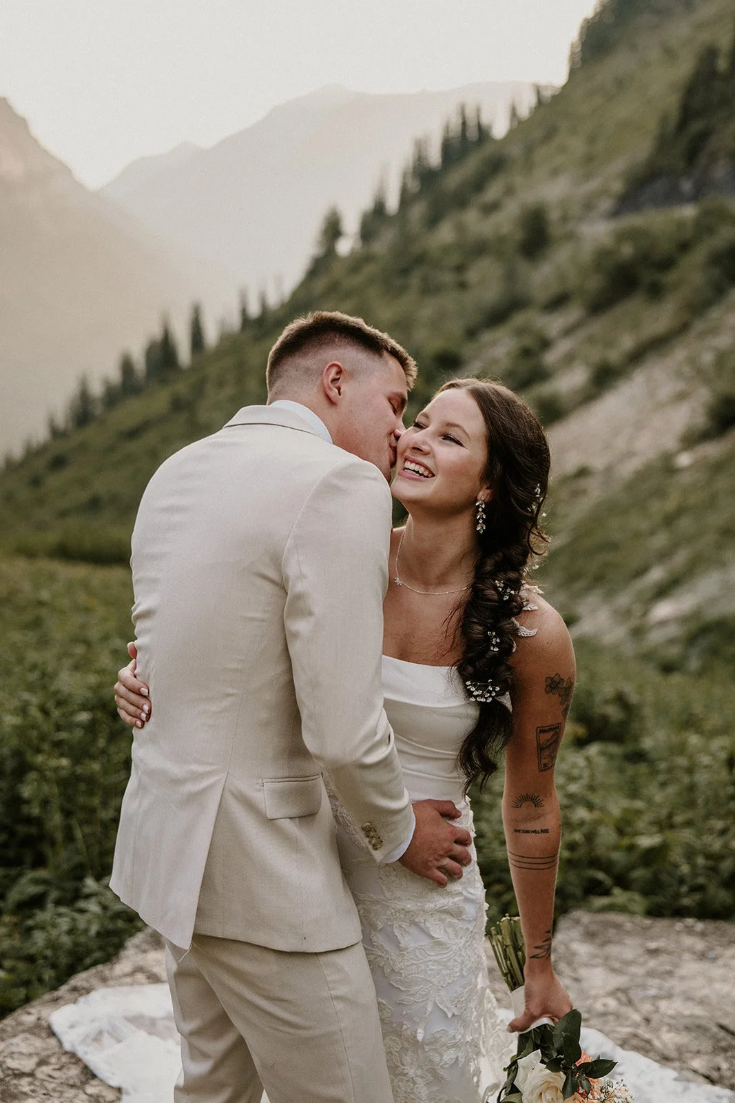 Candid Montana elopement moment