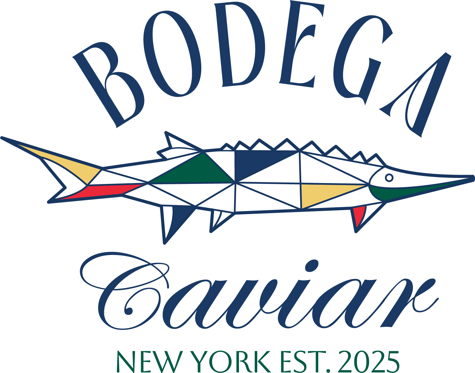Stylized logo with the words "BODEGA'' and "LANDSCAPE" in elegant script, and a geometric illustration of a fish, with the text "New York Est. 2025" beneath.