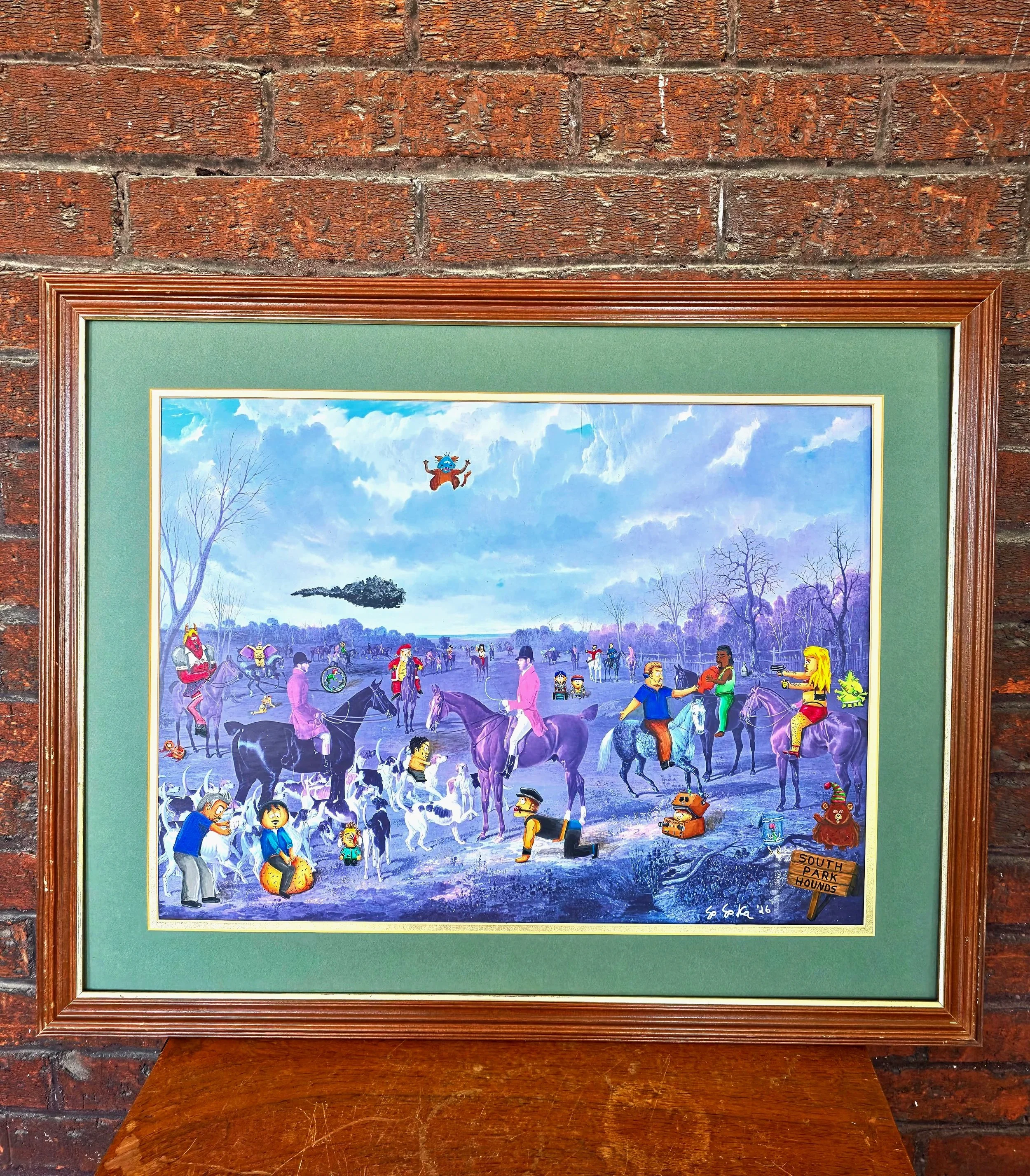 South park characters painted into thrift store print