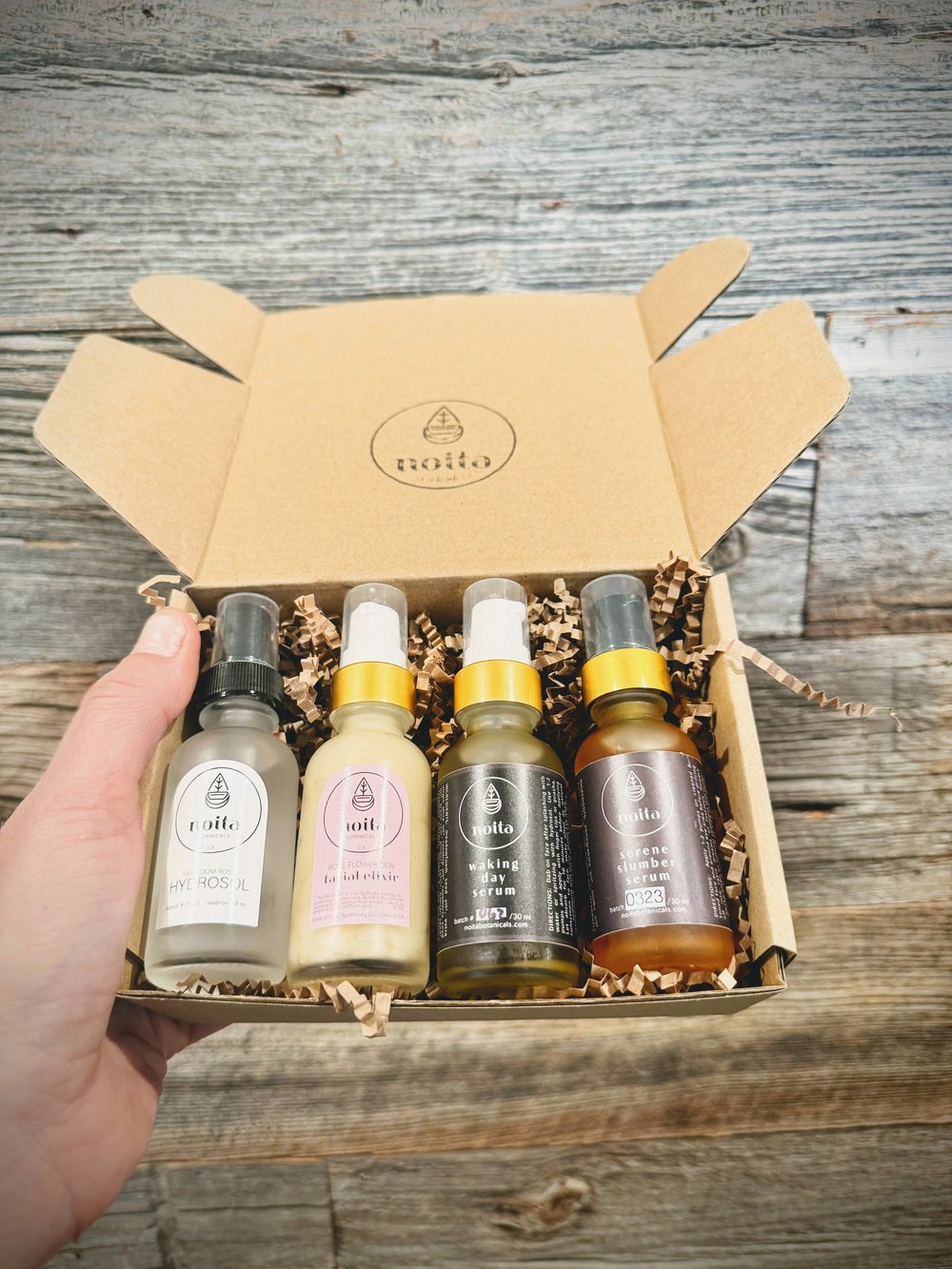 4-piece facial set with toner, elixir, and serums — Noita Botanicals