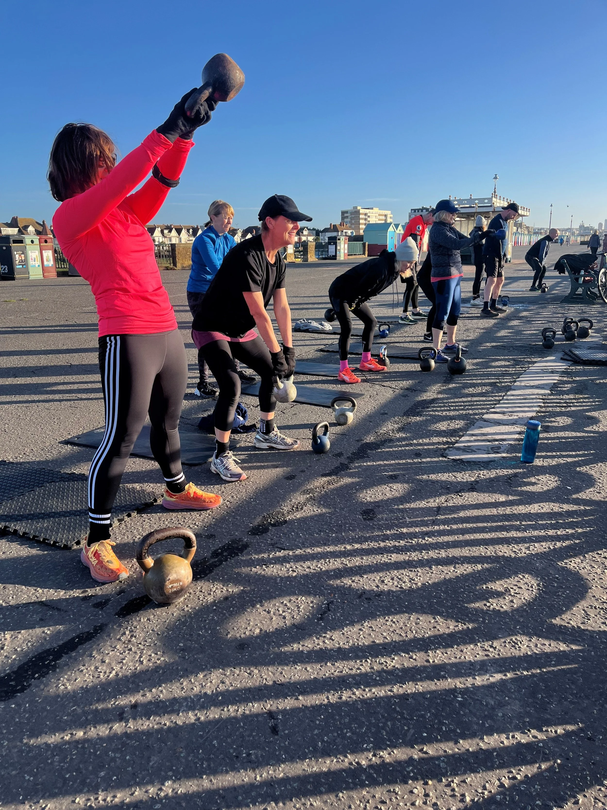 Kettlebells on Brighton seafront.