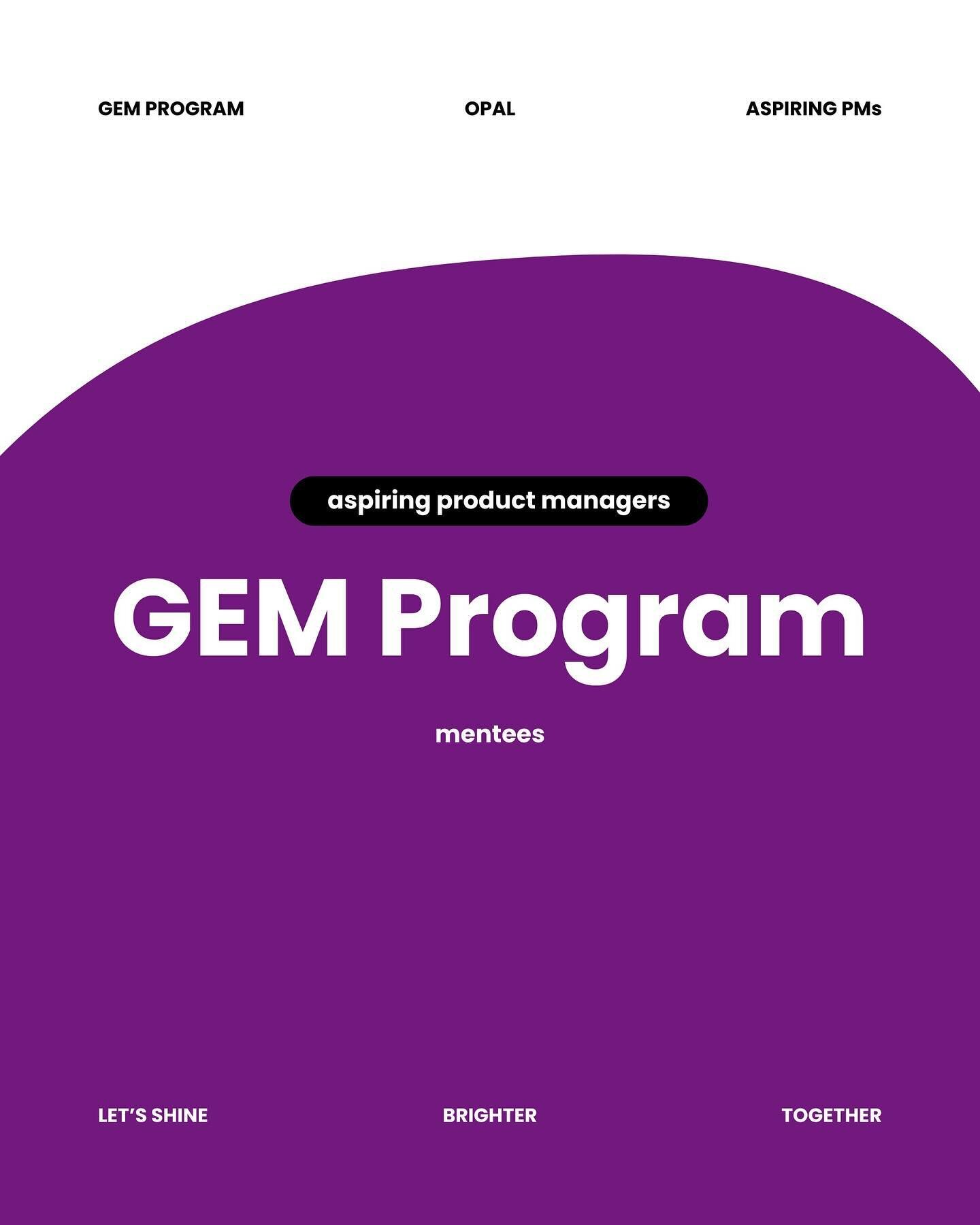 The MENTEES for our current GEM Program for Aspiring PMs. 🥹✨&nbsp;(1/2)

Thank you to the incredible mentees who have trusted us with finding them their best mentor match. 🤝

🌟&nbsp;Cinthya

🌟&nbsp;Vivek

🌟&nbsp;Sana

🌟&nbsp;Luke

🌟&nbsp;Kalya