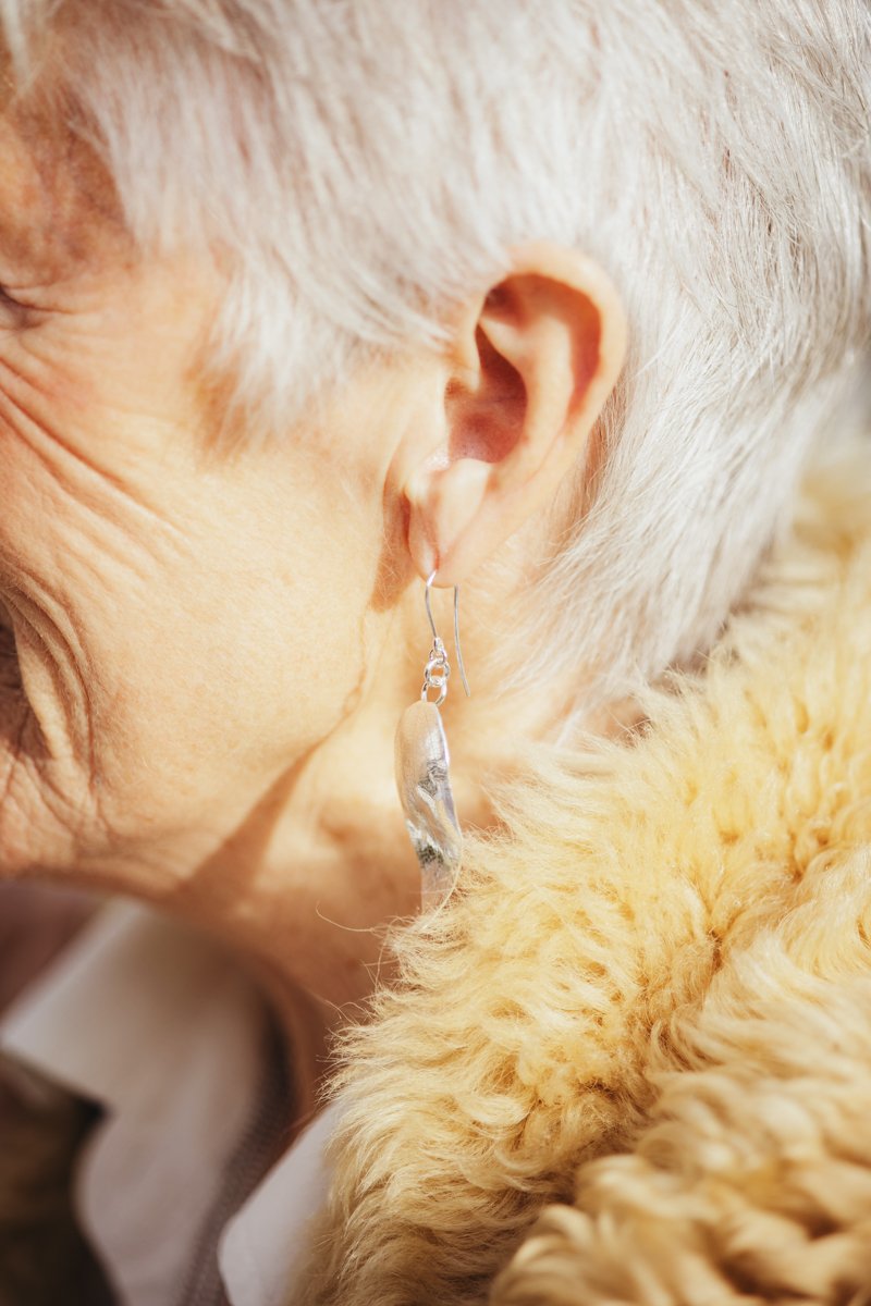 Drop Earring with Impressed Leaf