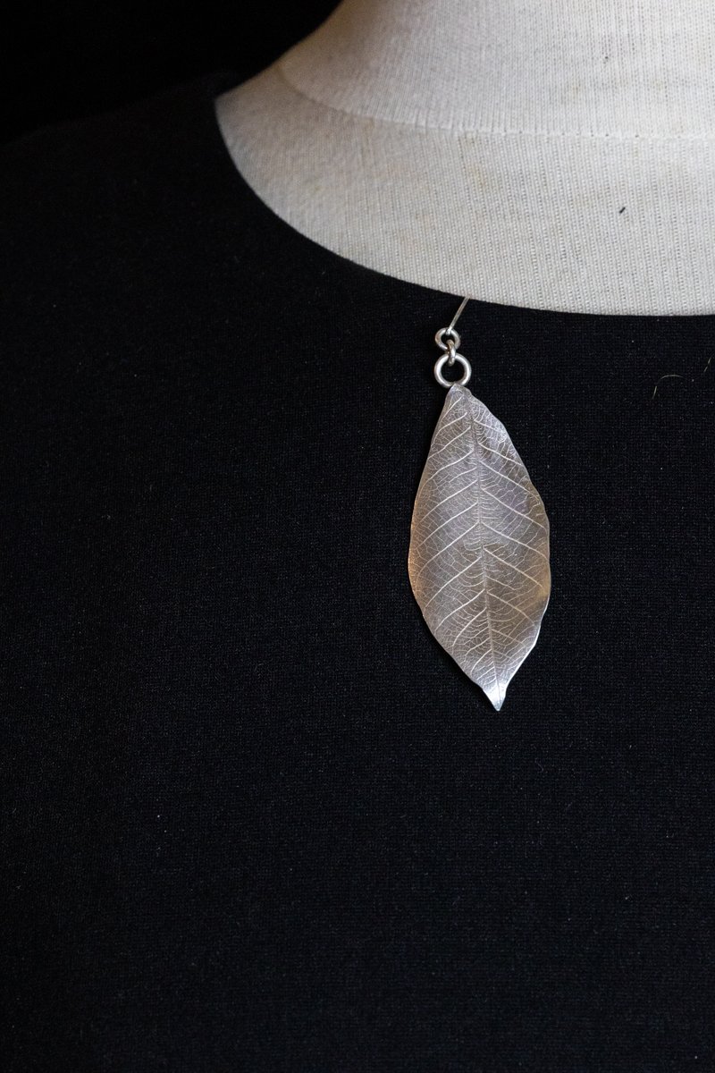 Drop Earring with Impressed Leaf