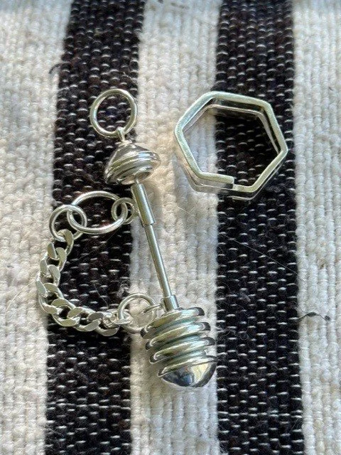 Silver honey dipper charm, hand made in silver