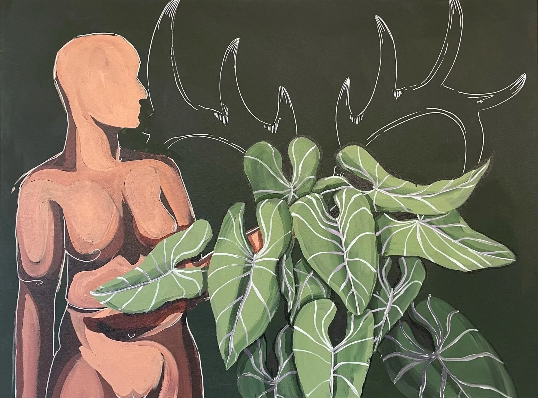 New Growth, 2022, Acrylic on Canvas, 24"x38", In Collaboration with Aya Sanford