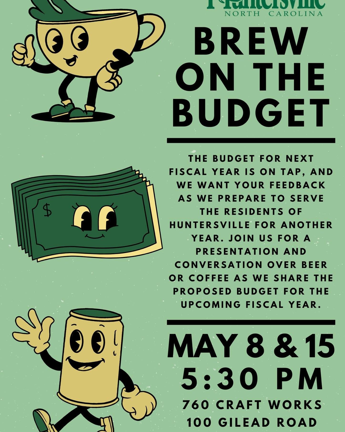 We're looking for your input on this year's budget, with more opportunities to engage in the process than ever before!

Public engagement sessions:

&bull; May 6: Town Manager presents proposed budget during Town Board meeting. The proposed budget wi