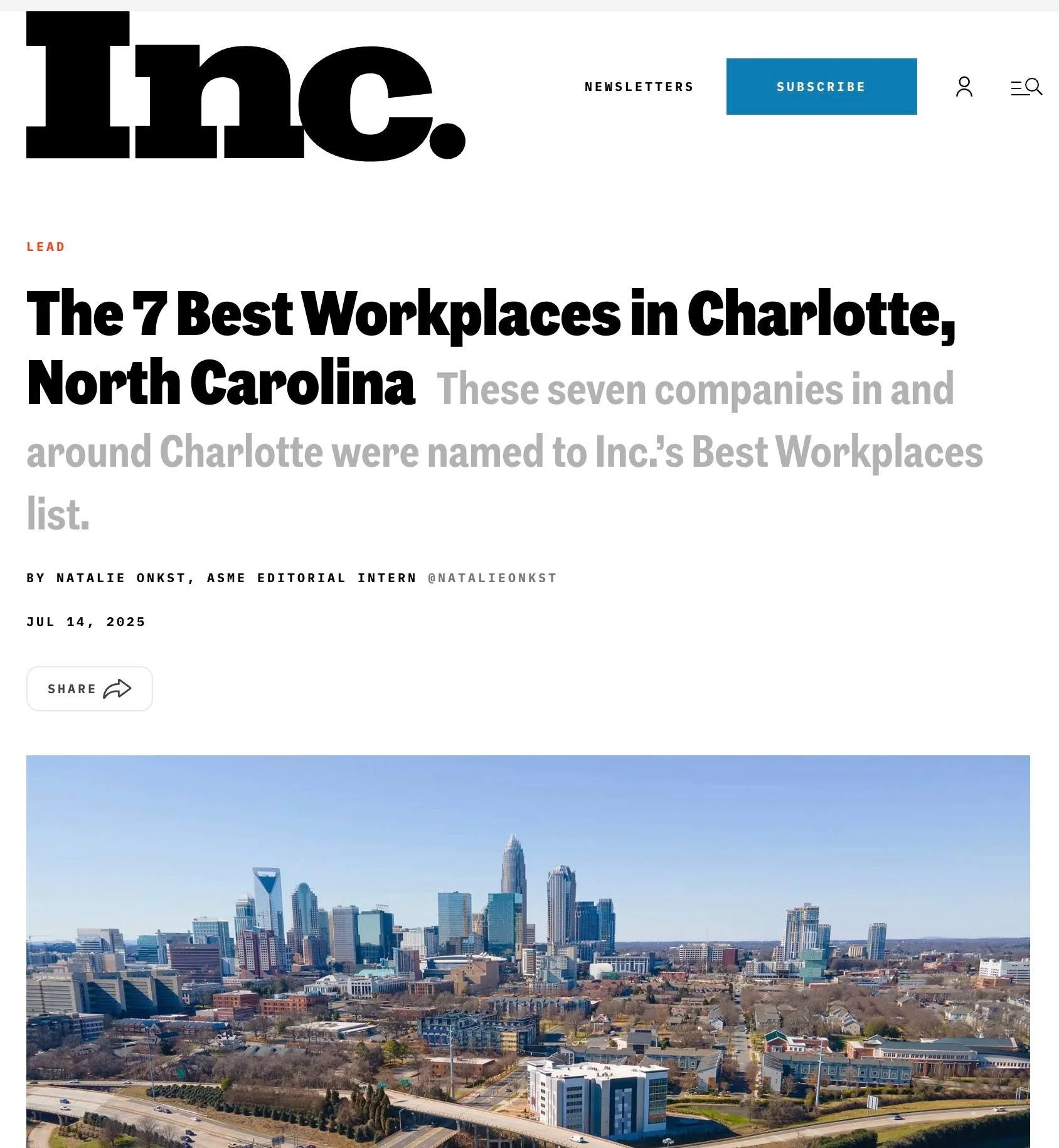 Love seeing a Huntersville business like XenTegra recognized as one of Inc.&rsquo;s seven best places to work in and around Charlotte! 🎉

https://www.inc.com/natalie-onkst/the-7-best-workplaces-in-charlotte-north-carolina/91211792