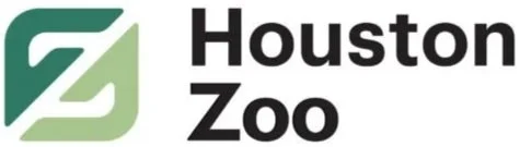 Houston Zoo logo with stylized green and white animal emblem and black text