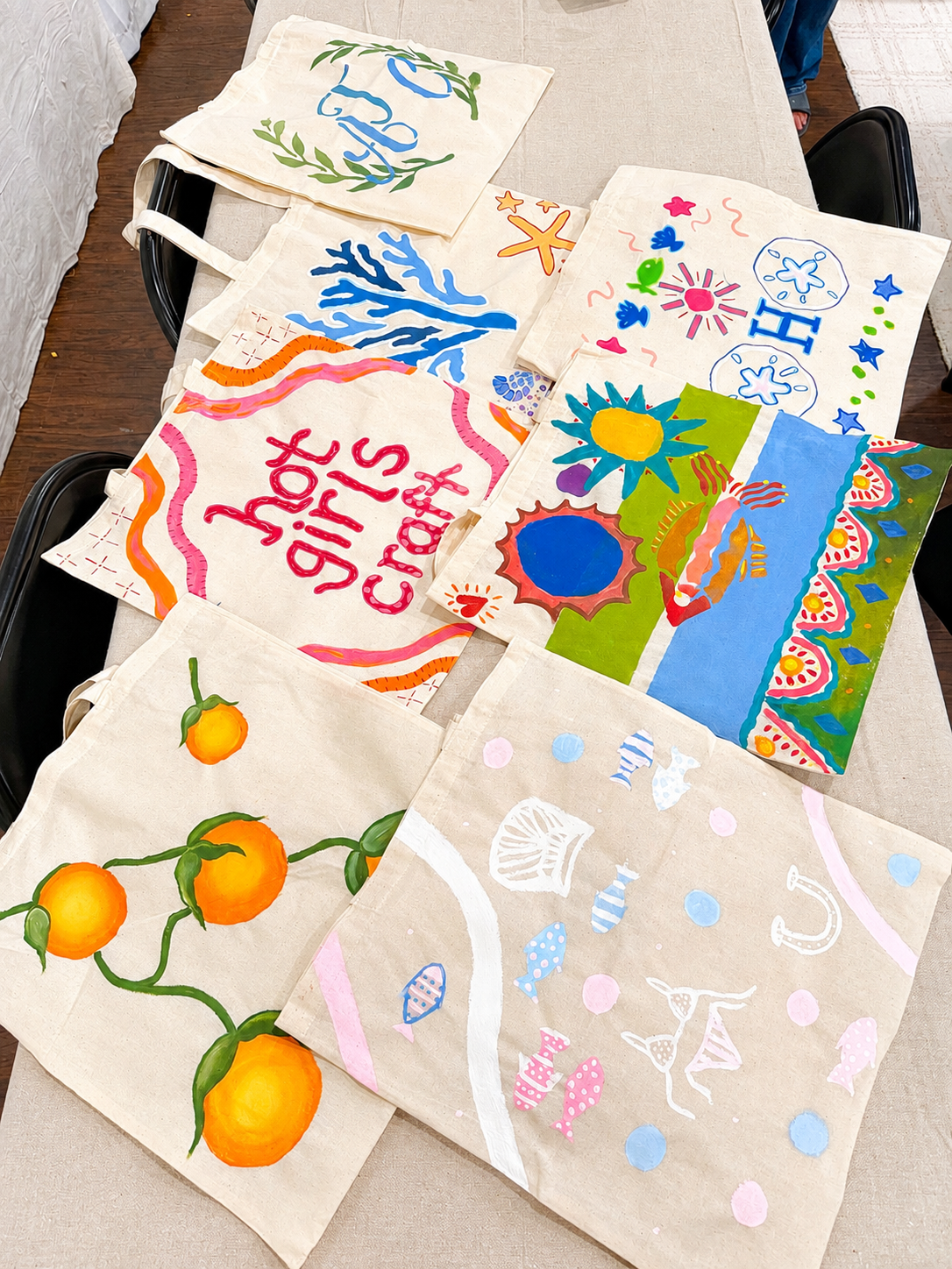 HAND-PAINTED CANVAS TOTE