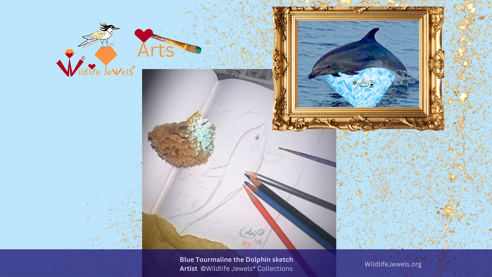 Wildlife Jewels® Arts unveils Blue Tourmaline the Dolphin on National Dolphin Day!