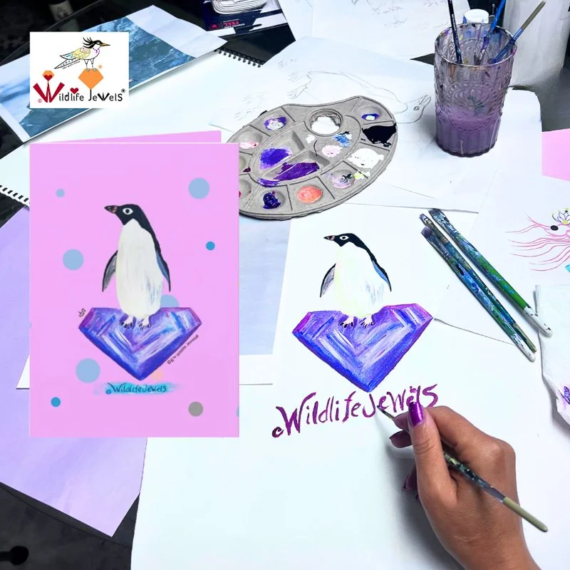 Wildlife Jewels “Agate the Adélie Penguin” Fine Art Folded Card