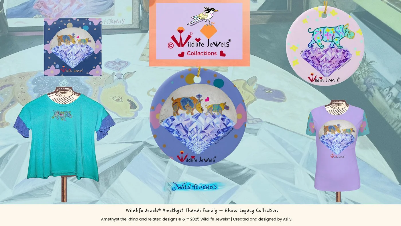 LAUNCHING TODAY — World Rhino Day! The Wildlife Jewels Amethyst Thandi Family — Rhino Legacy Capsule