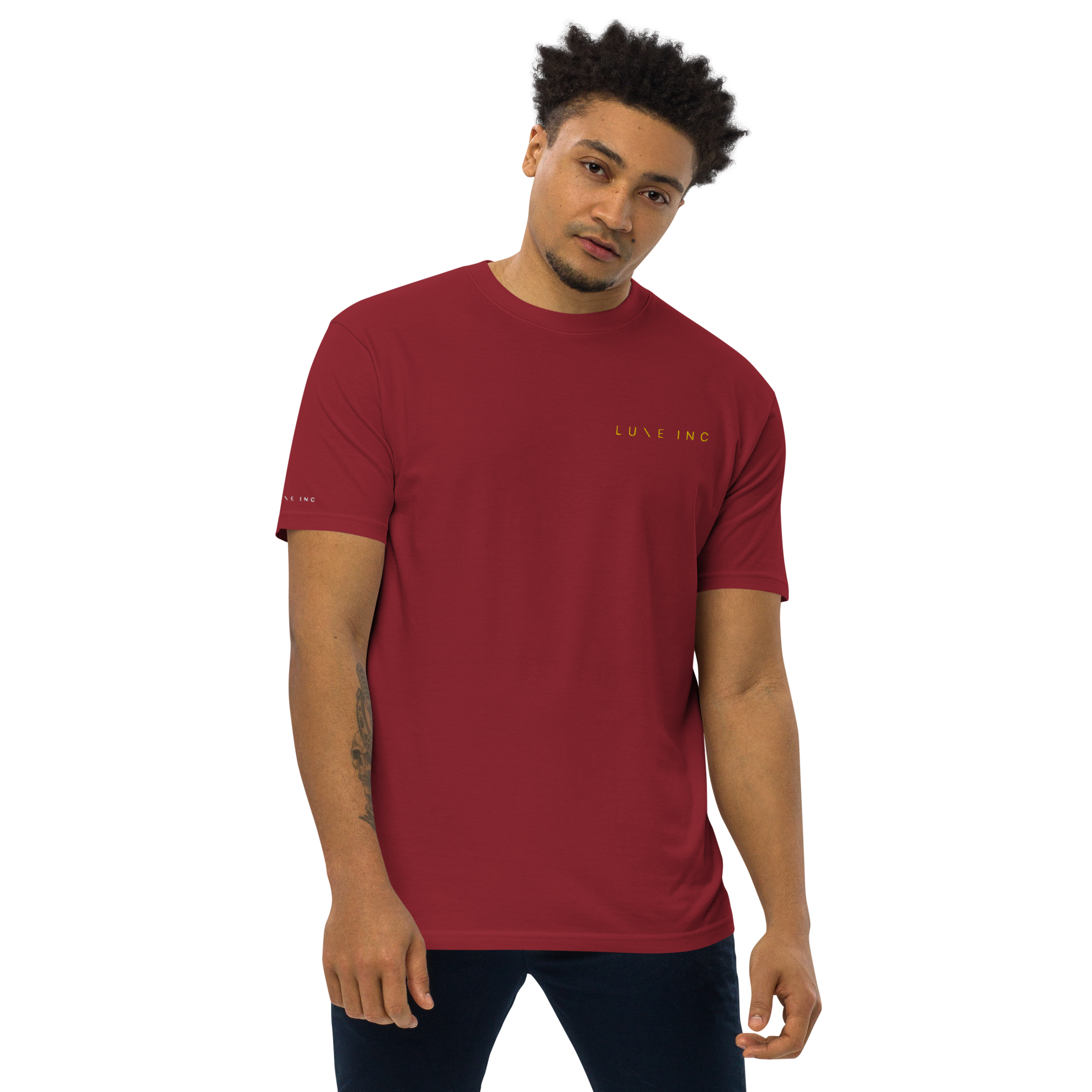 mens-premium-heavyweight-tee-brick-red-front-6420ef484588e.png
