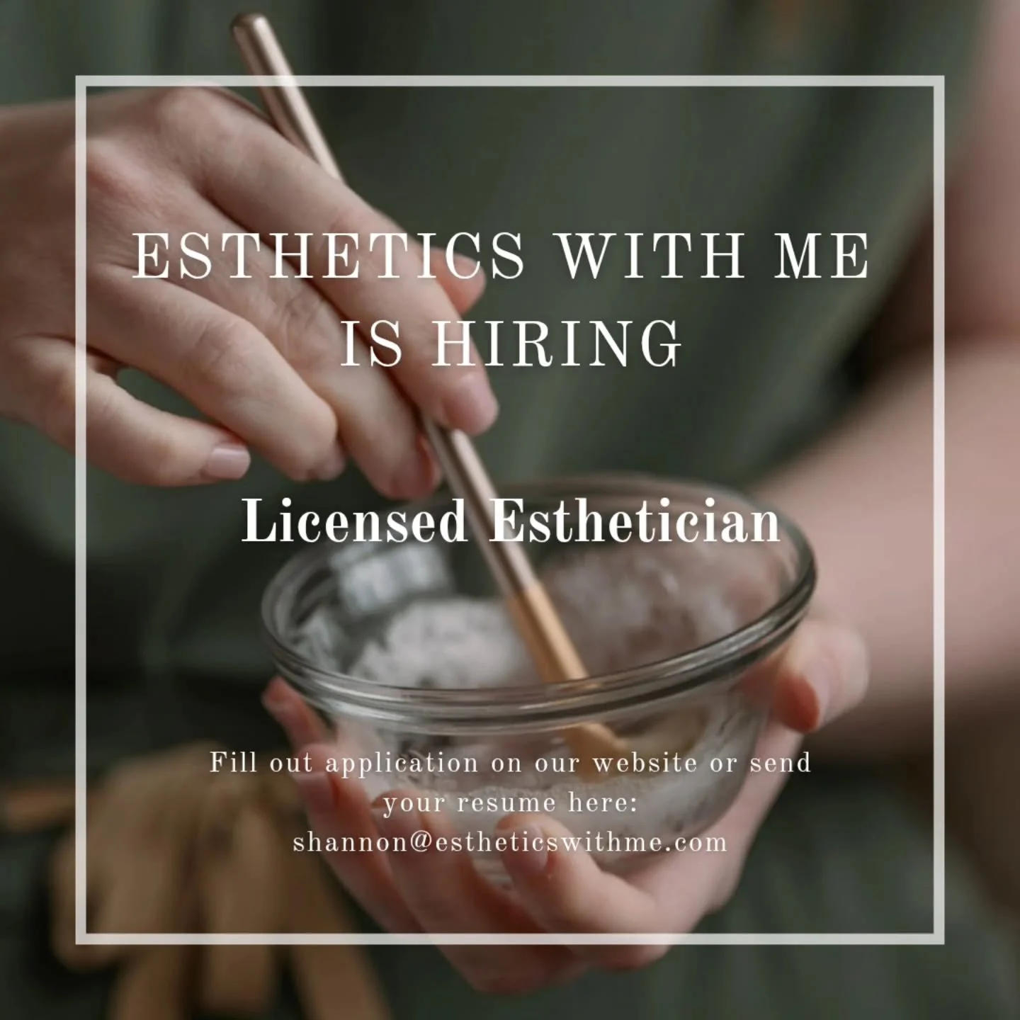 We&rsquo;re hiring again at Esthetics With Me 💜

This is for the esthetician who doesn&rsquo;t want to guess anymore.

Who wants clear direction, real team support, and clients who trust your recommendations.

McHenry, IL
Facials, Acne, &amp; Waxing