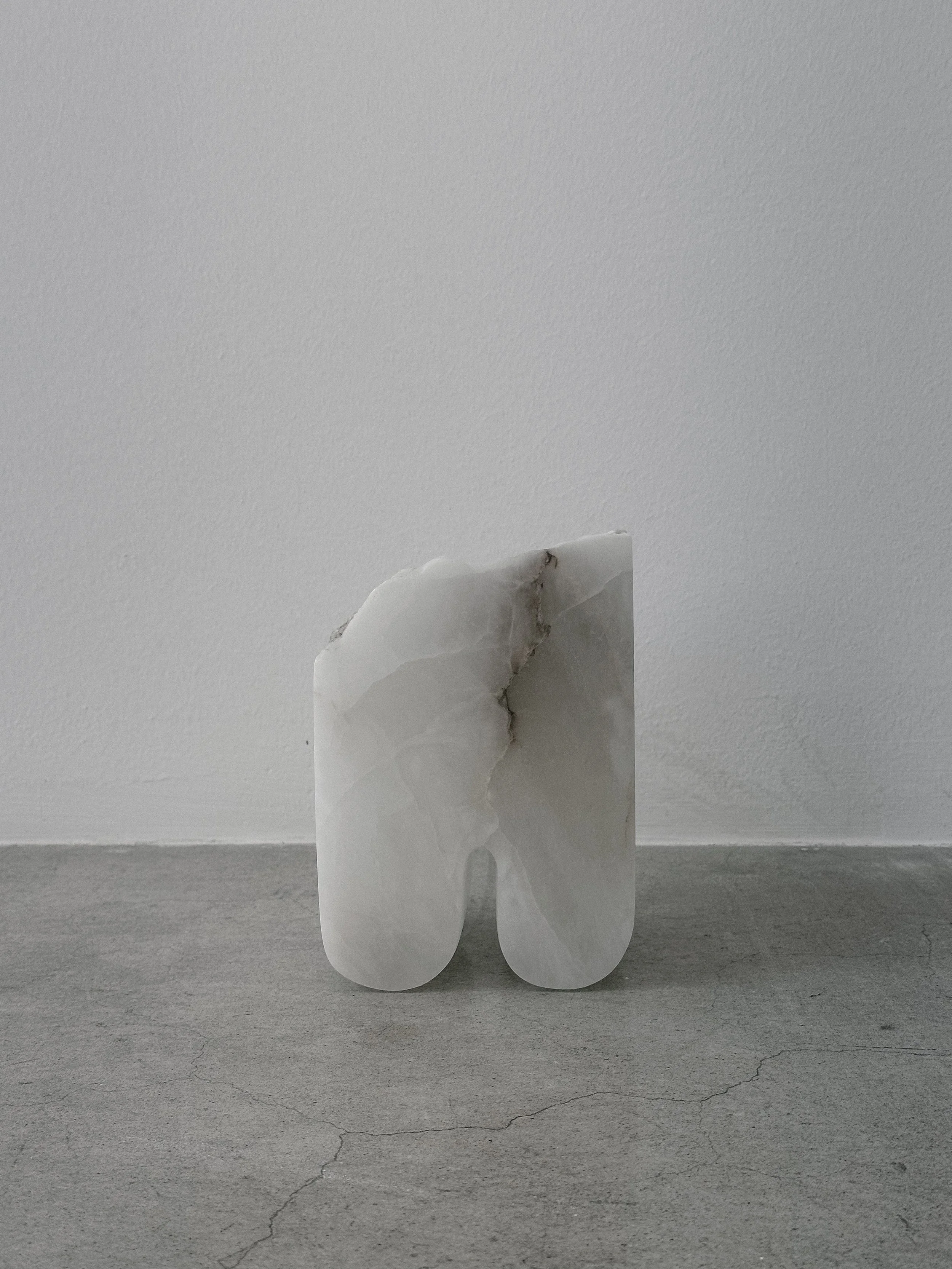 Hand-Carved Sculptural Alabaster Candle Holder