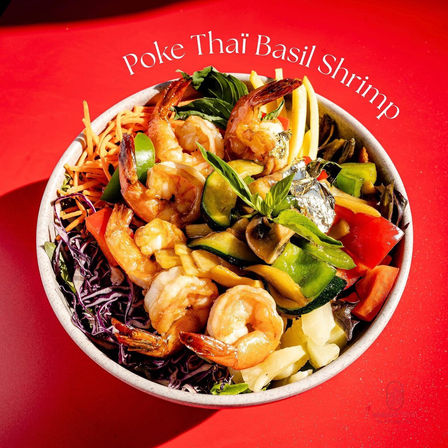65. Poke Thai Basil Shrimp 🦐 

Healthy poke bowl with plenty of vegetables, topped off with our signature stir-fried basil shrimp!! Very delicious 😋 
.
.
.
.
.
#shushuthai #shushumontreal #thaifood #mtlthaifood #mtlmoments #mtlfoodie #mtlfood #mtlb