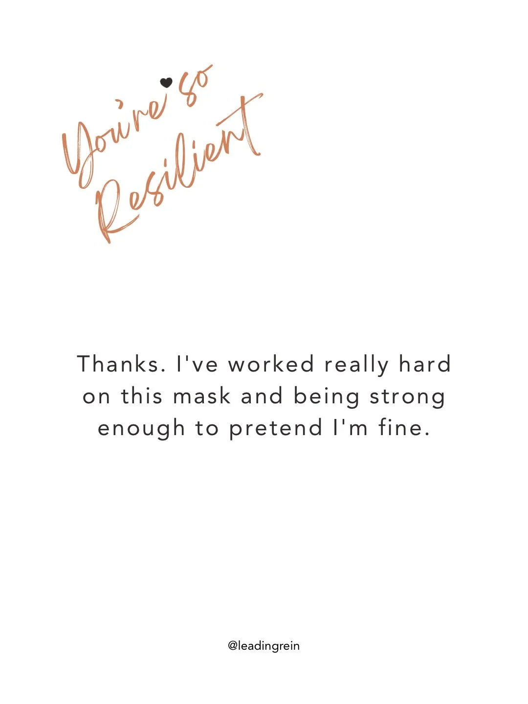 Endurance isn&rsquo;t the gold star of strength. Staying on, staying strong, ready for the next hit, that&rsquo;s not resilience. Half the time it&rsquo;s just normalised suffering with marketing encouraging it.

You don&rsquo;t need to get more of t