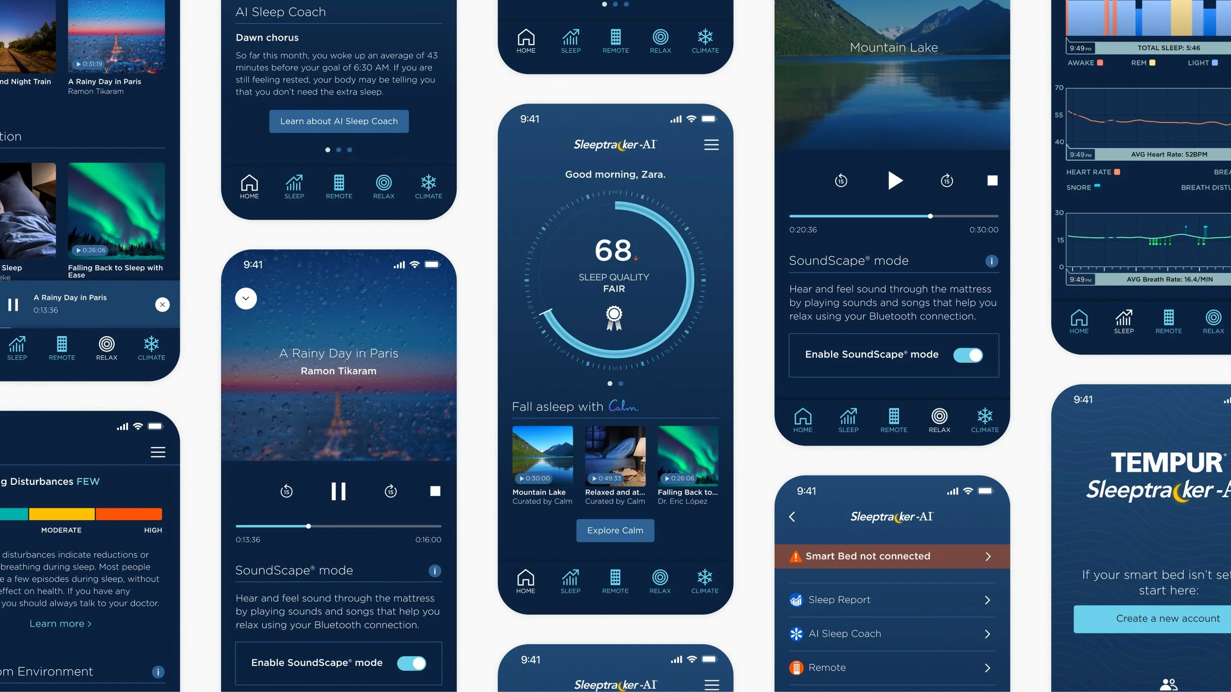 montage of tempur mobile screens
