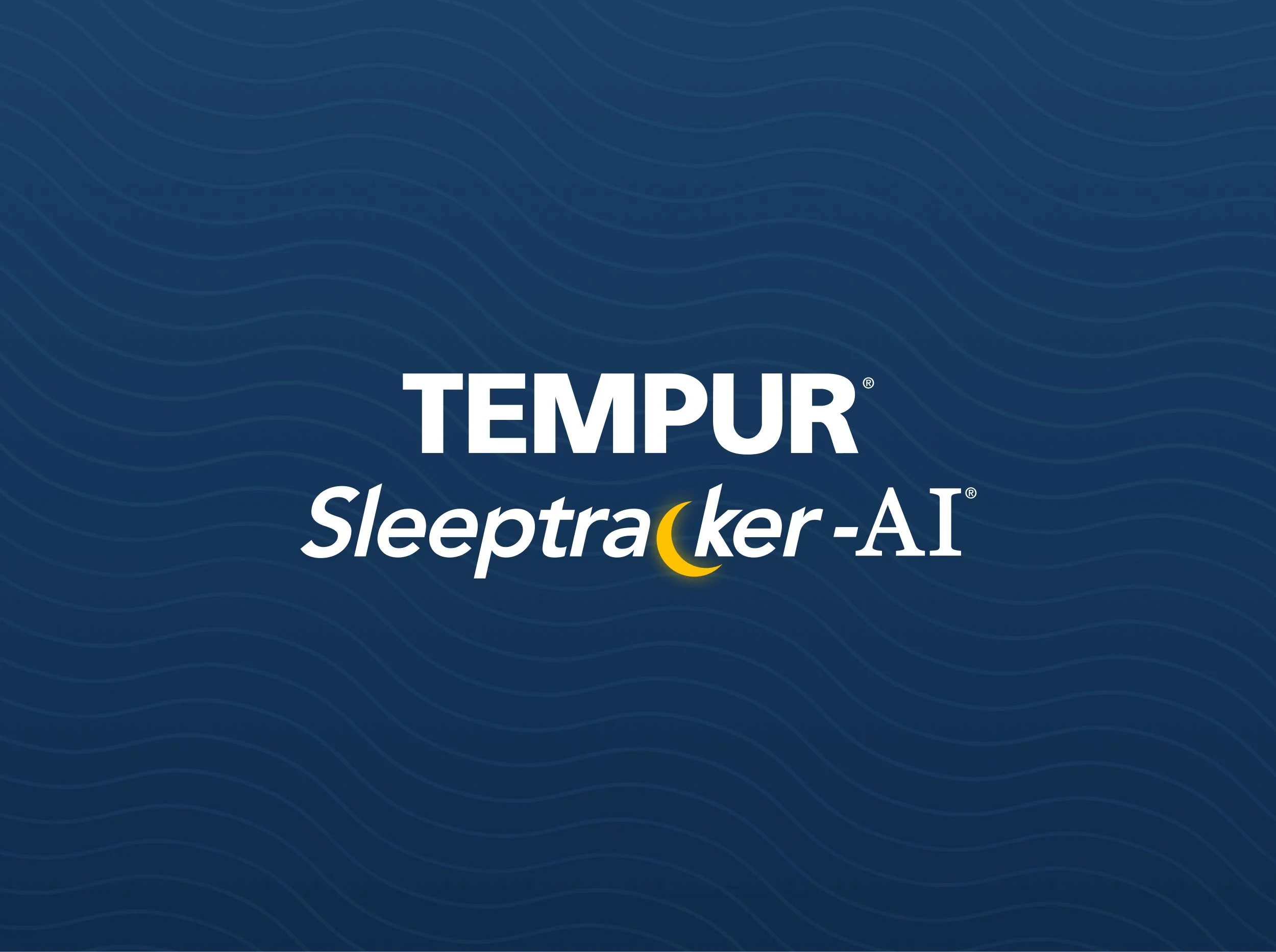 Blue background with wave pattern, white text reading 'TEMPUR Sleeptracker-AI'