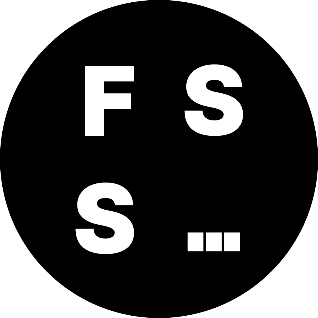Black background with large white text reading 'F S S ...'