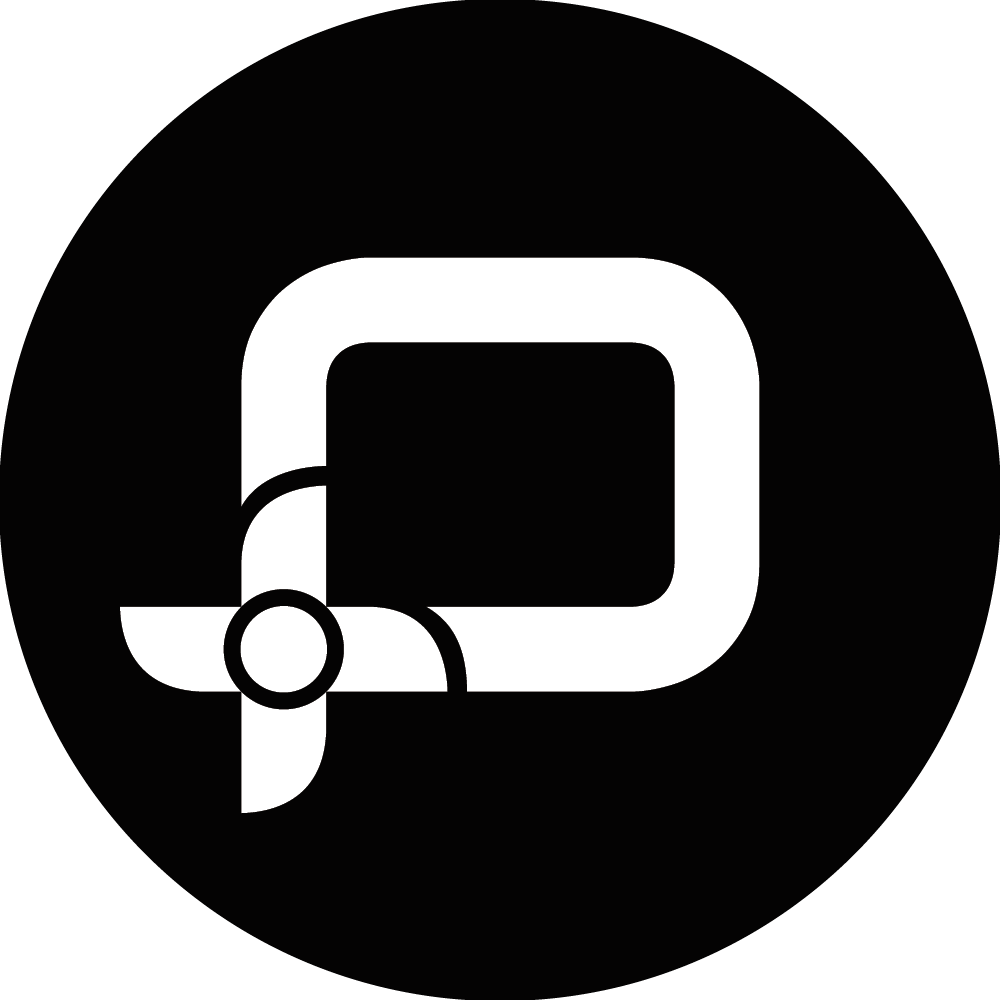 Apple Podcasts logo, a white stylized microphone with a circular base and a square shape in the center, on a black circular background.