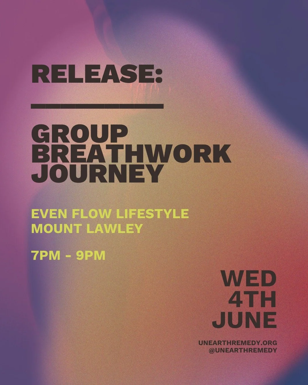 Experience this 2-hour breathwork event in an intimate, safe and supported environment. Go deep and explore your unique body and mind! 🌬️

This Breathwork event utilises natural and powerful technqiues that can support you to:

✴️Reduce stress and a