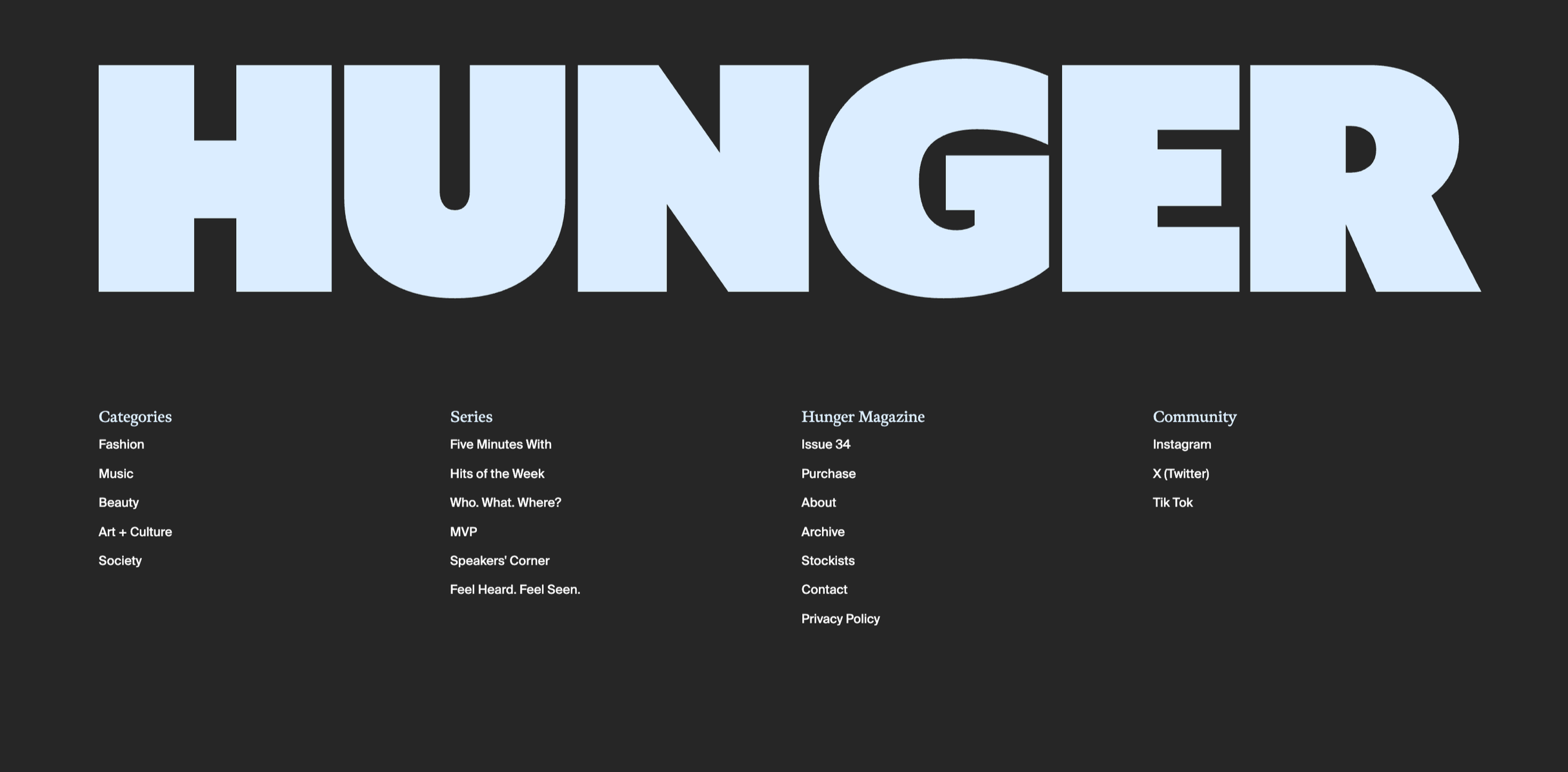 HUNGER MAG INTERVIEW