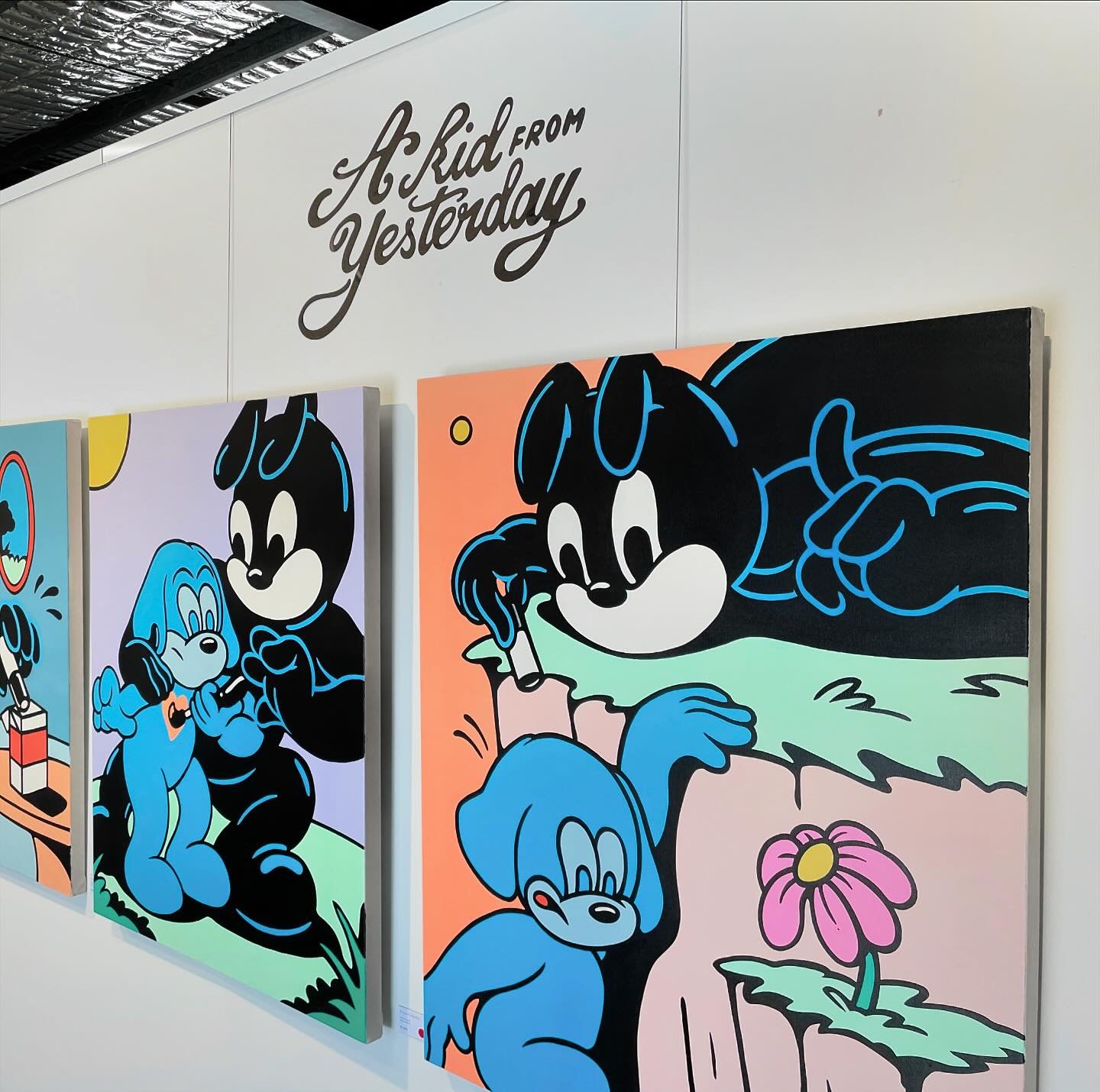 Big thanks to everyone who came to the opening of the fully sold out solo exhibition by @a.kidfromyesterday presented by @superwow.gallery and @stupidkrap 

That was a fun night! Amazing body of work too 👏🥳