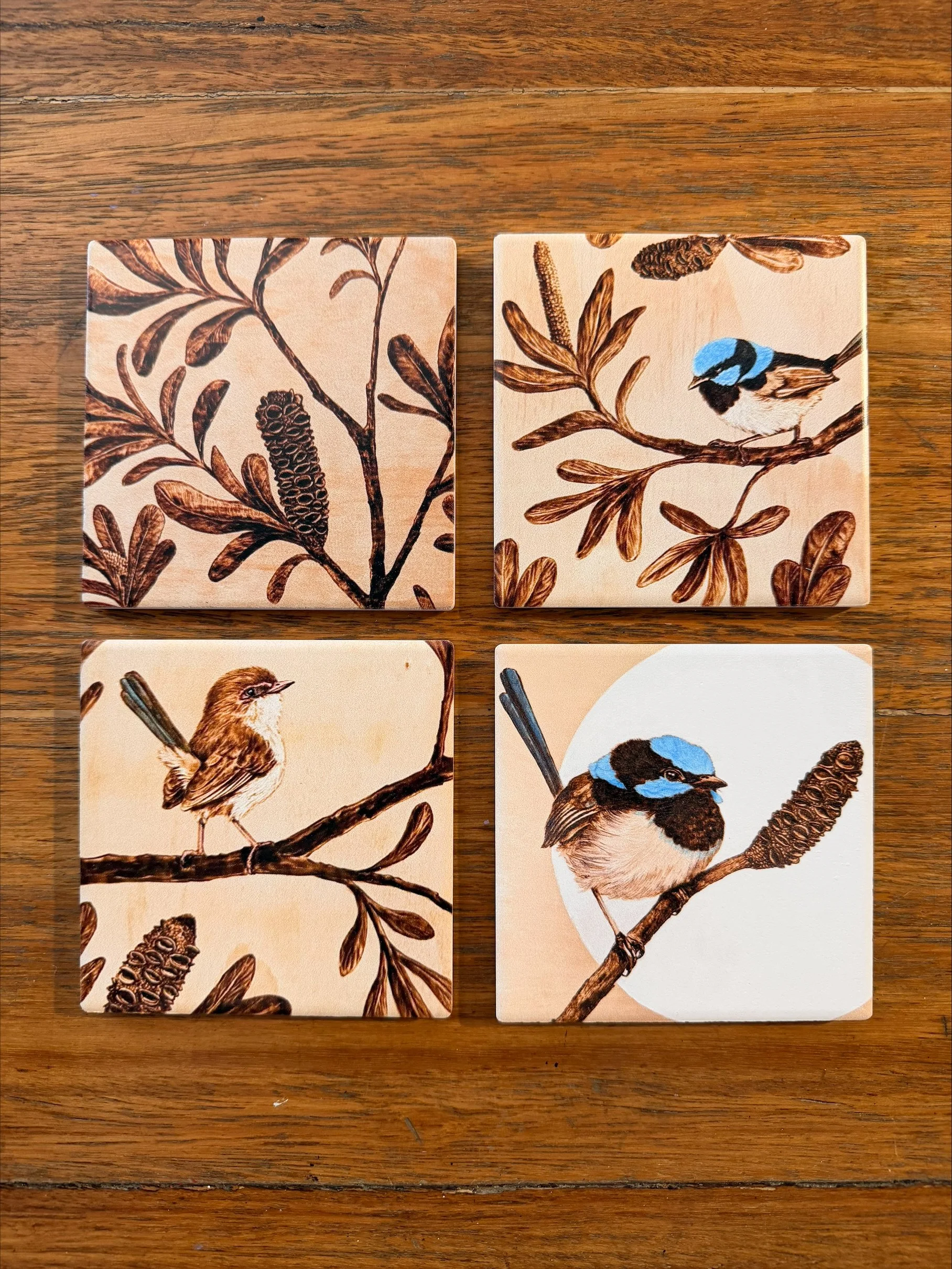 Banksia Blue 2 - Ceramic Coasters