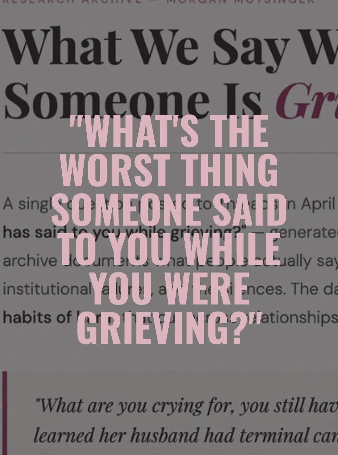 When I put this question out on Threads, I couldn&rsquo;t have predicted the responses. Not just the sheer amount of them (up to 5.4k now and still ticking up), but the absolute horror of what some people said. To children. To the newly grieving. To 