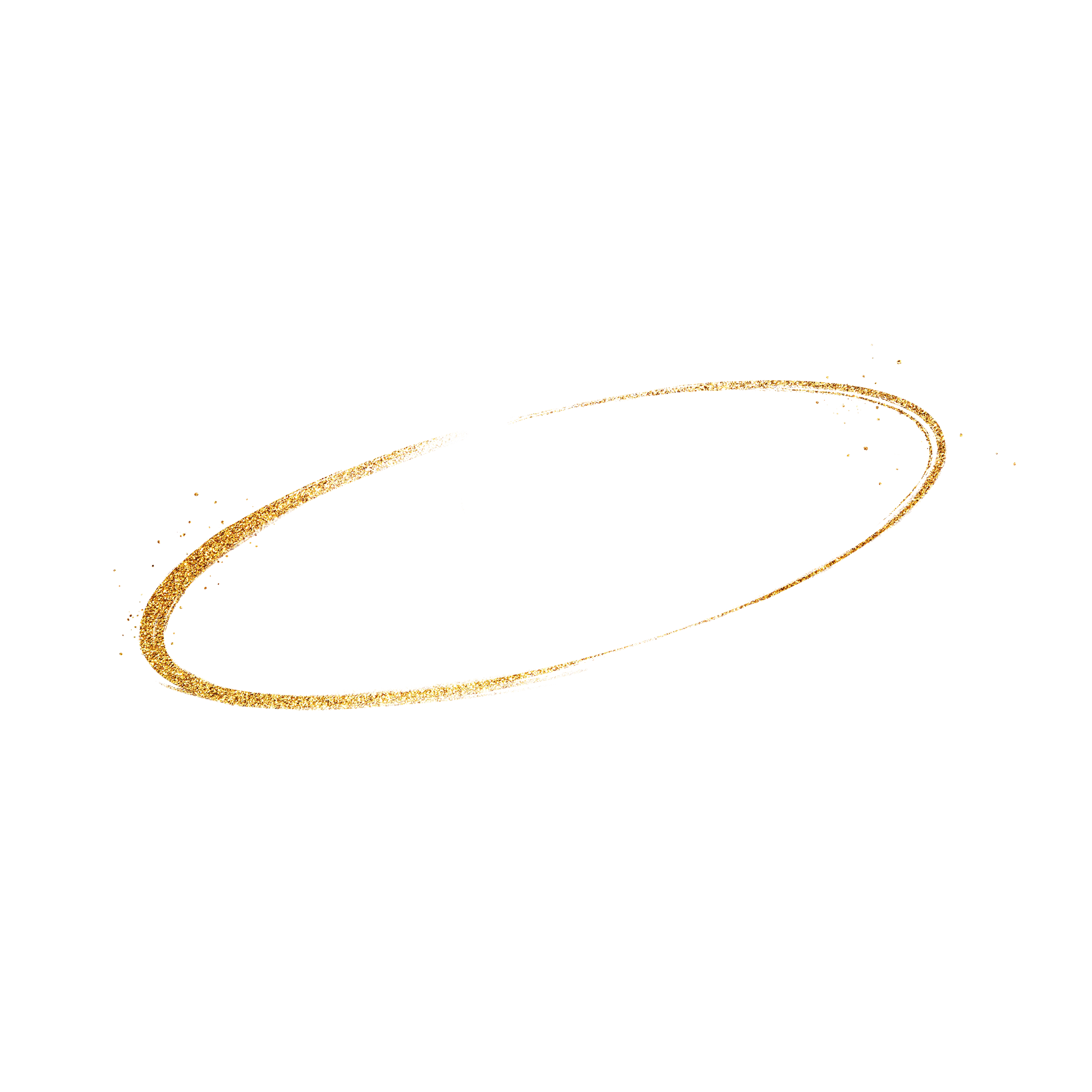 A black background with a gold glittery swirling line and sparkles.