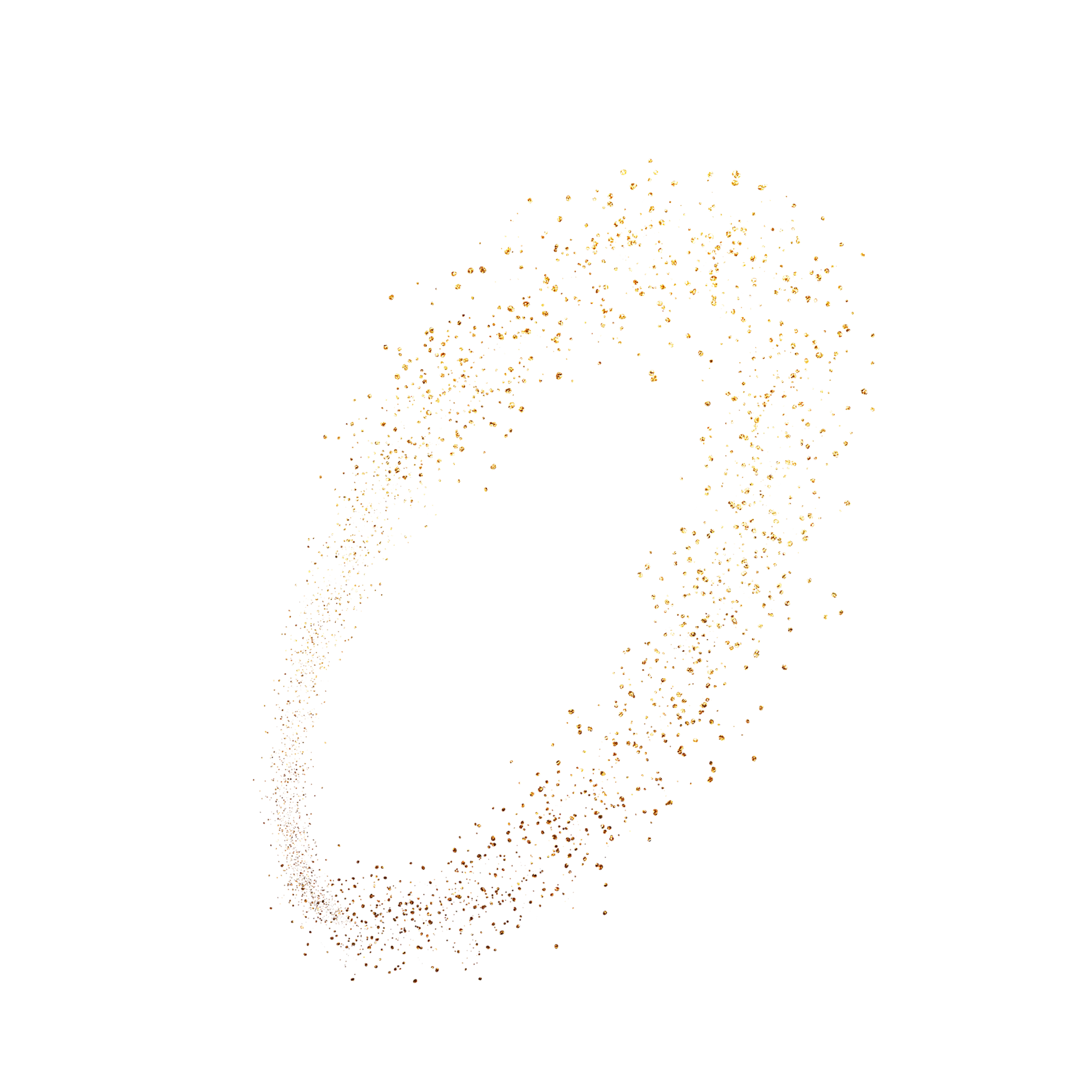Golden confetti falling against a black background.