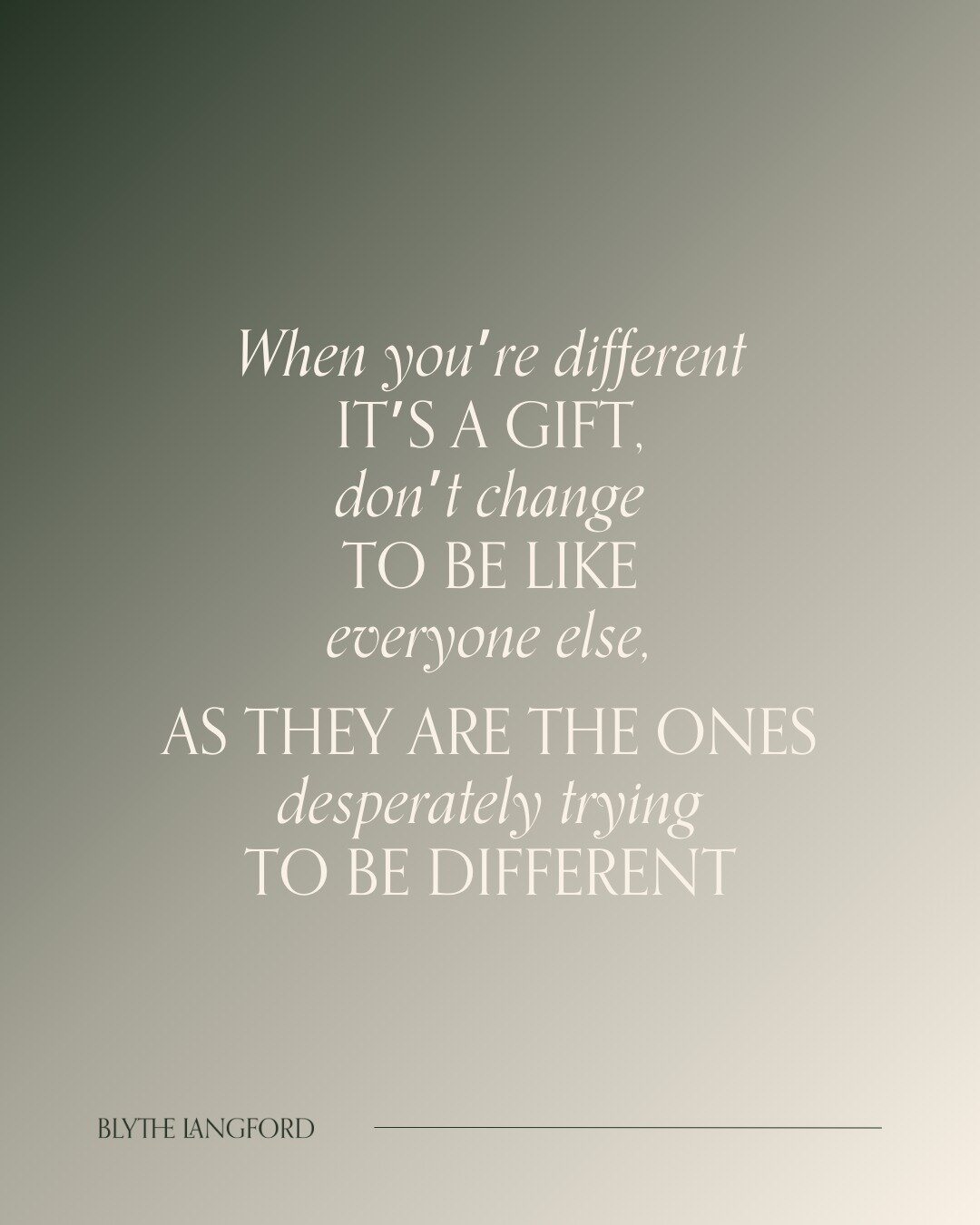 The reason you&rsquo;re here is to express your difference. 

You see there is a unique imprint that has been embedded in your soul and it&rsquo;s needed to help humanity!

Being like everyone else suppresses and denies you and the world of your lega