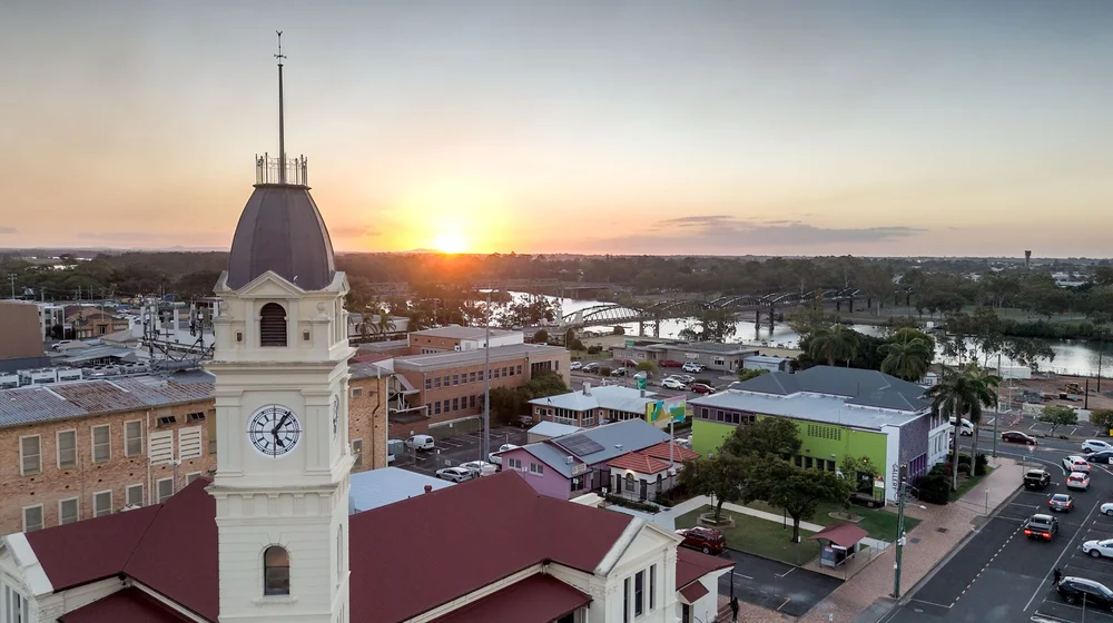 Aerial drone photography over Bundaberg city