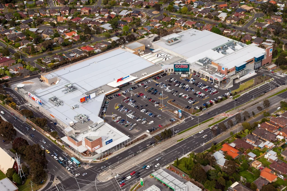 Commercial aerial photography of shopping plaza Bundaberg