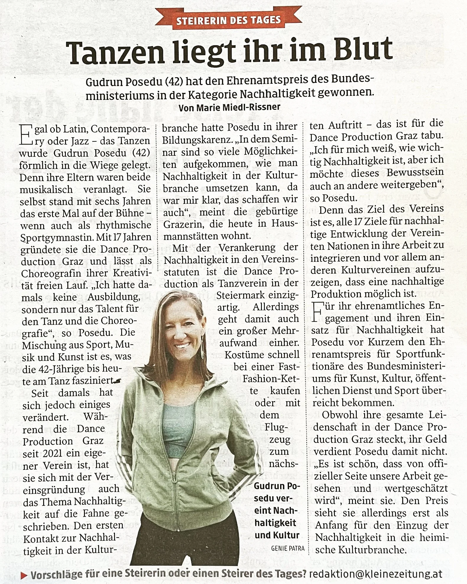 Kleine zeitung Steirerin des Tages Oktober 2023.JPG