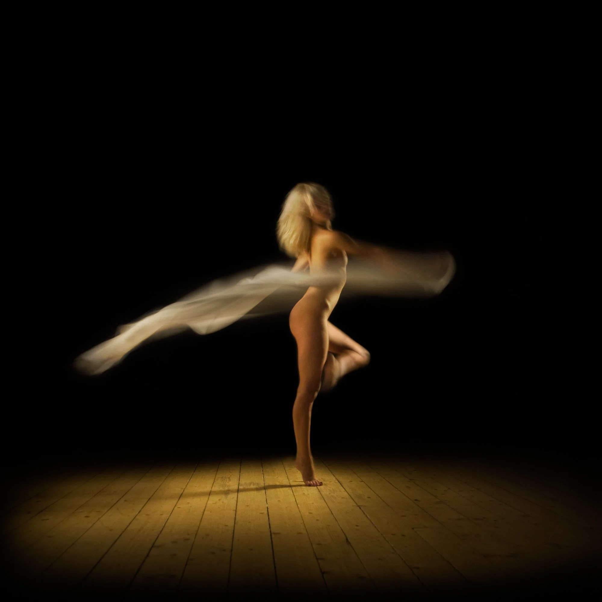 'Dancer in the Dark :  Raphaella ' 90x90cm Hahnemuhle German Etching paper - framed.