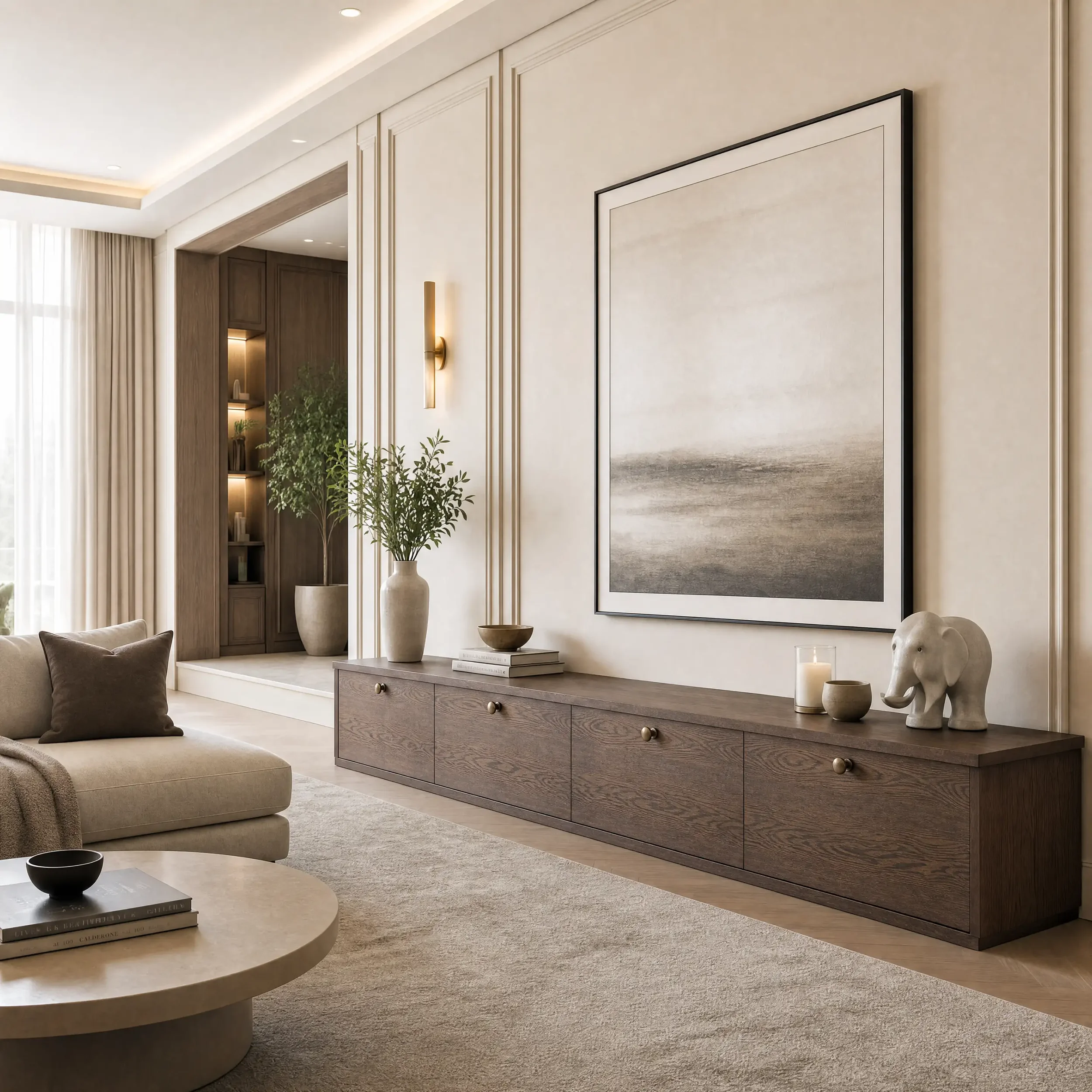 Oak Stained Low Sideboard