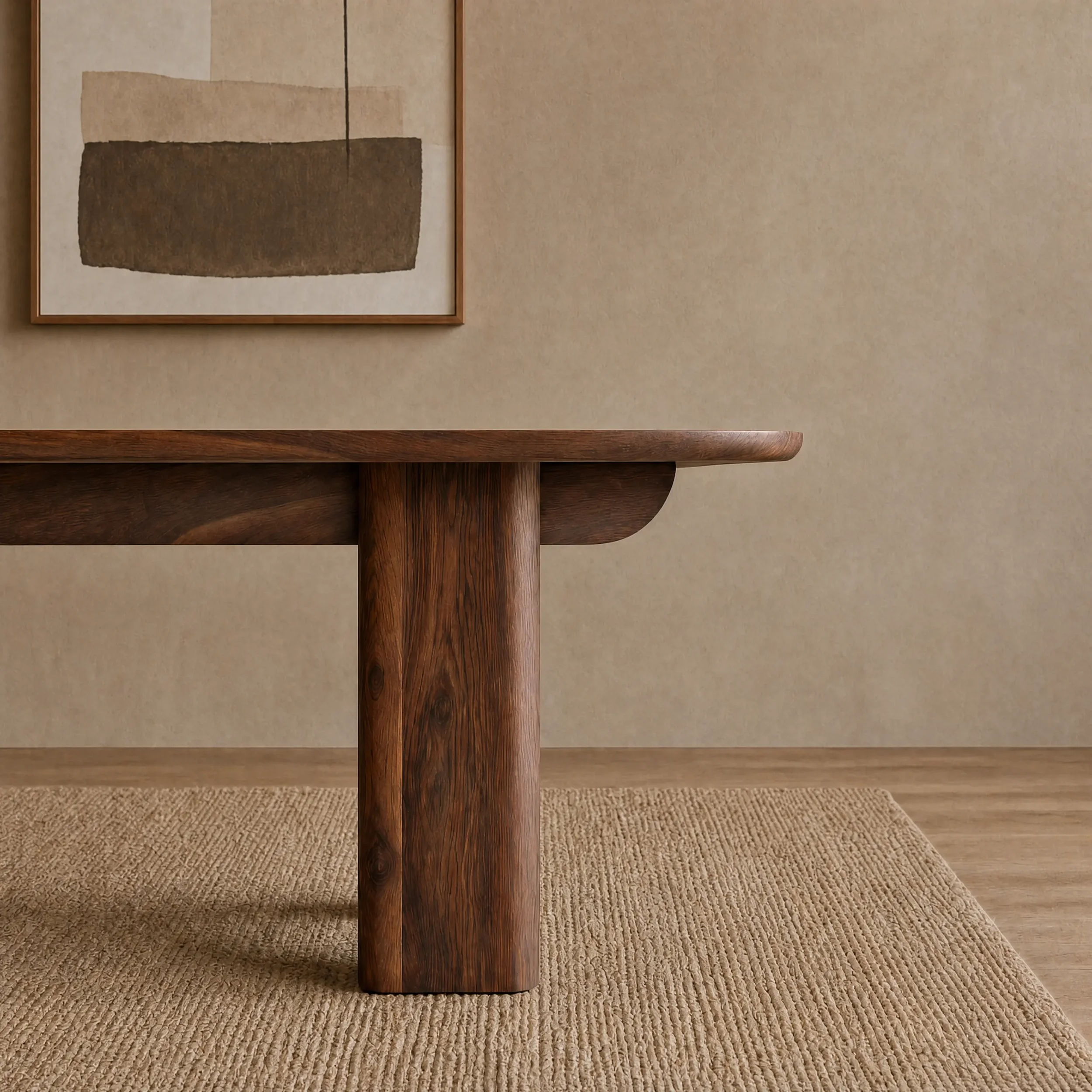 Patagonia Dining Table in American Black Walnut showing solid timber leg detail, handcrafted in Sydney by BA Furniture