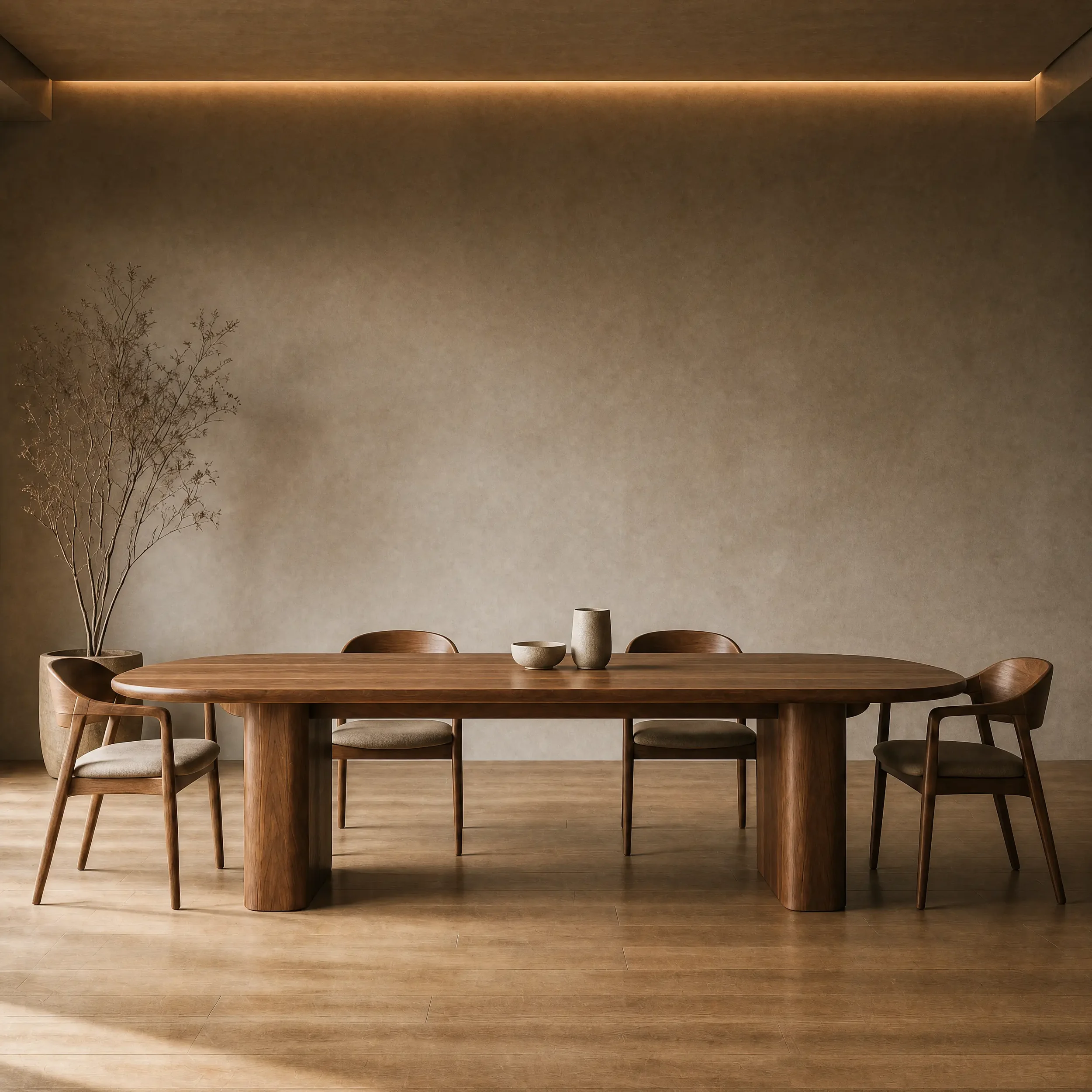 Patagonia Dining Table in American Black Walnut with oval top and pedestal base, handcrafted solid timber furniture made in Sydney by BA Furniture