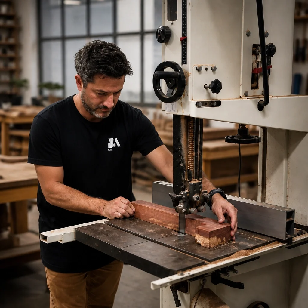 Rocky, master craftsman and founder of BA Furniture, working in the Brookvale workshop in Sydney