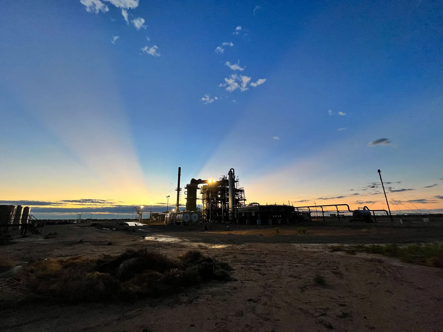 West Texas landscape at sunset near the Roadrunner site