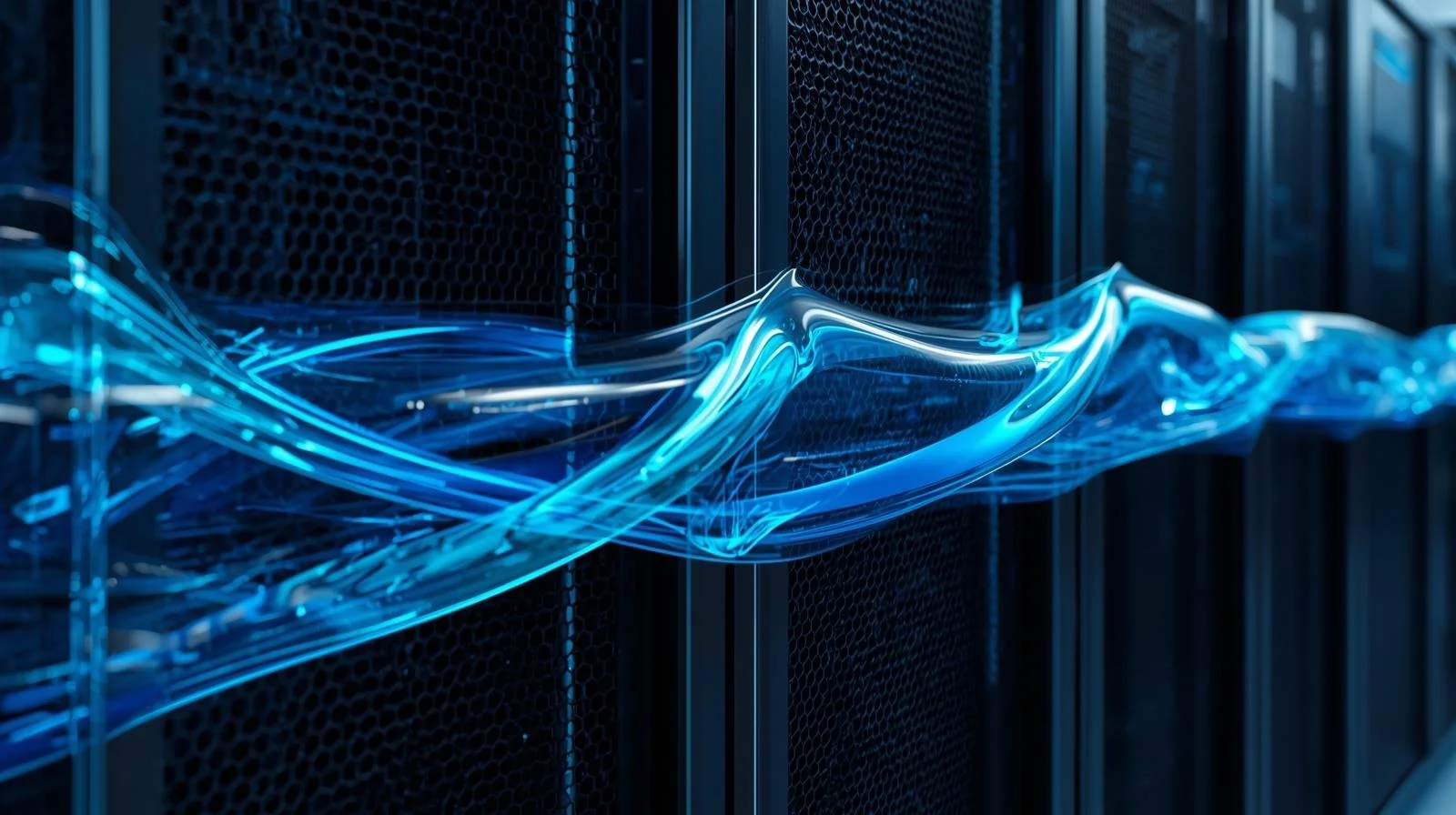 Conceptual illustration of dielectric immersion cooling fluid designed for efficient thermal transfer in immersion-cooled compute systems around hardware