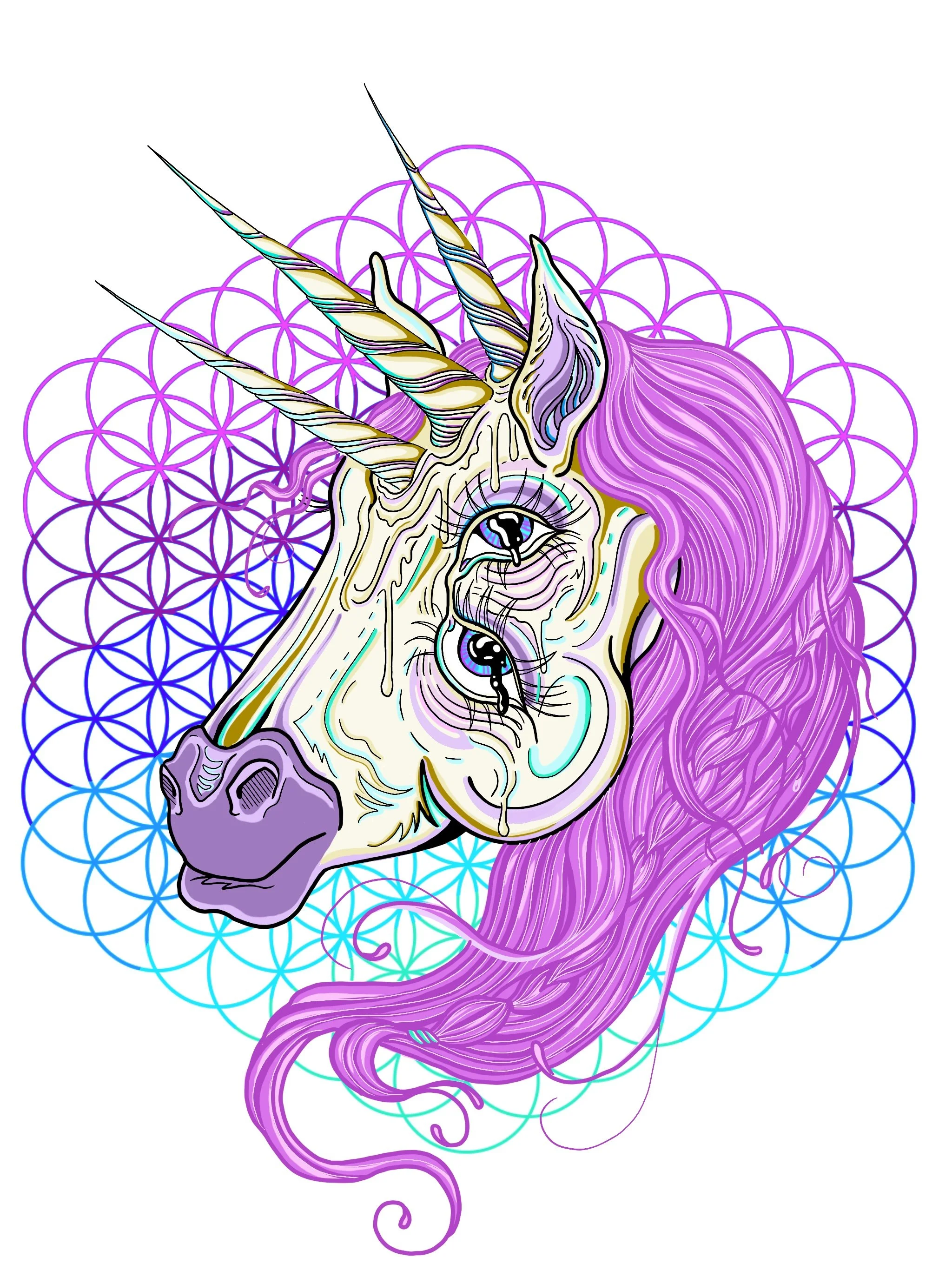 Pink Unicorn-Blackwork or Color available!