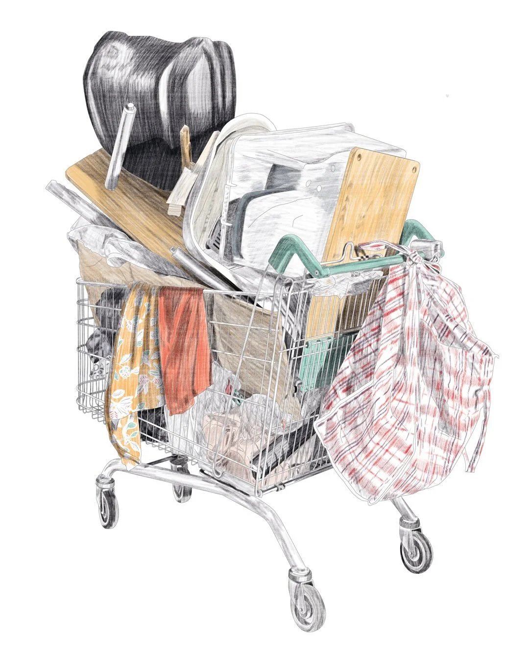 &lsquo;Towers of London&rsquo; three new drawings by Chris which are an ongoing series of objects which have been carefully or intentionally stacked up even though they have been discarded.  These are developments of drawings from our &lsquo;Famous S