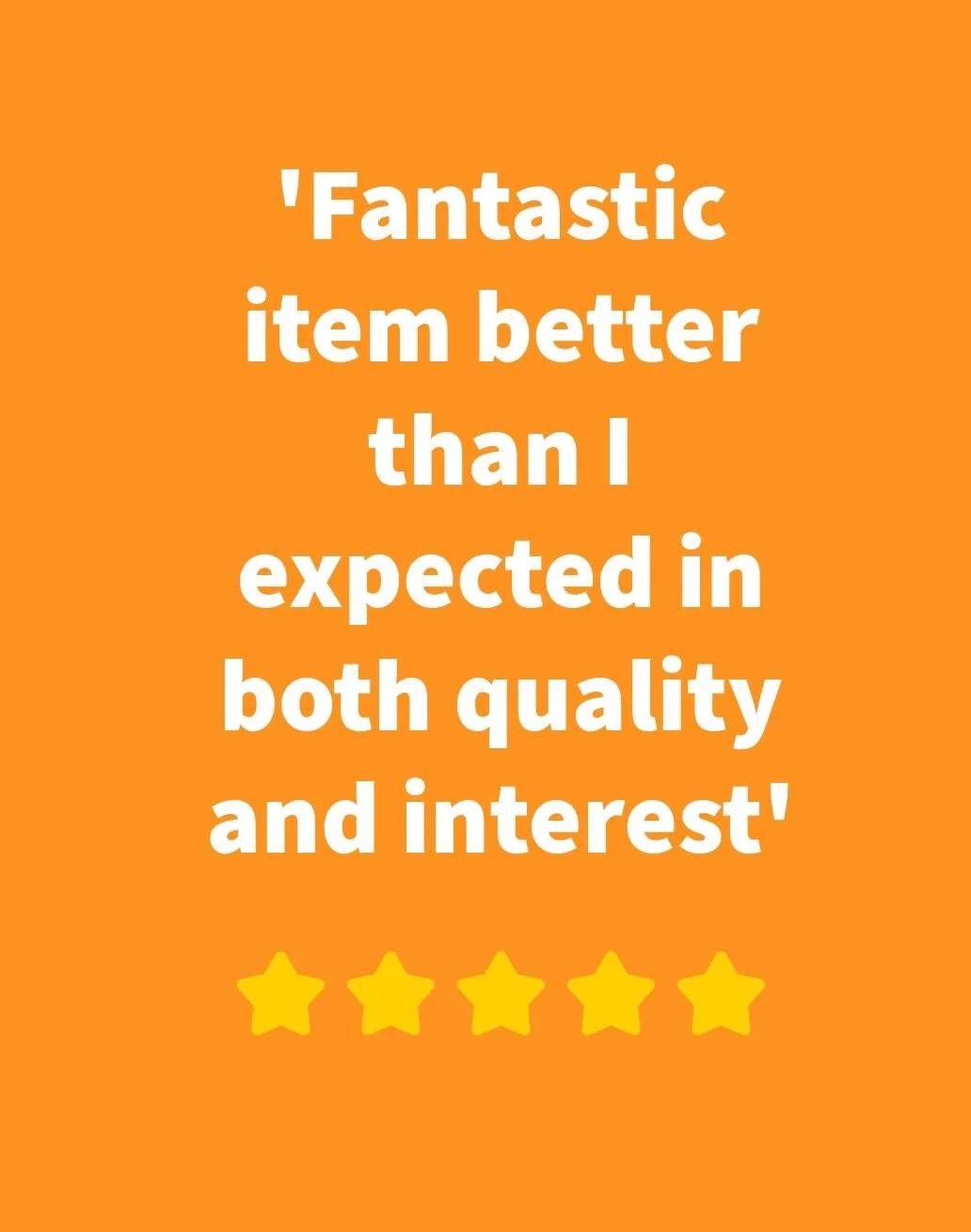 Exactly what we aim to be! ⭐️⭐️⭐️⭐️⭐️

We recently departed Not on the High Street due to new charges being introduced.  We were a long way off being one of those who became millionaires selling through them, but sold a bit around Christmas, but as t