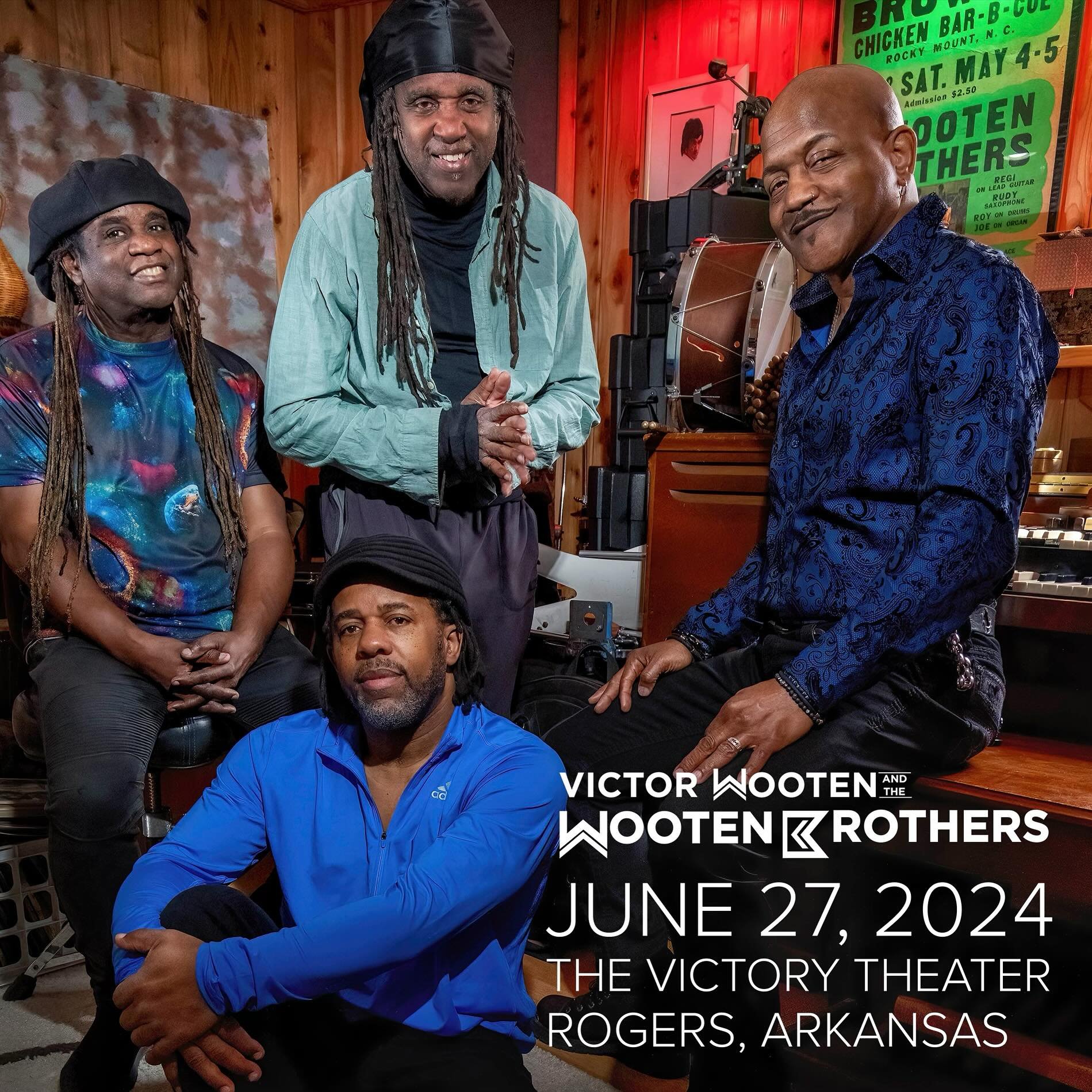 The legendary @victorwooten &amp; the Wooten Brothers will be here at The Victory Theater in downtown Rogers on June 27th!

Tickets are available now at the link in our bio!